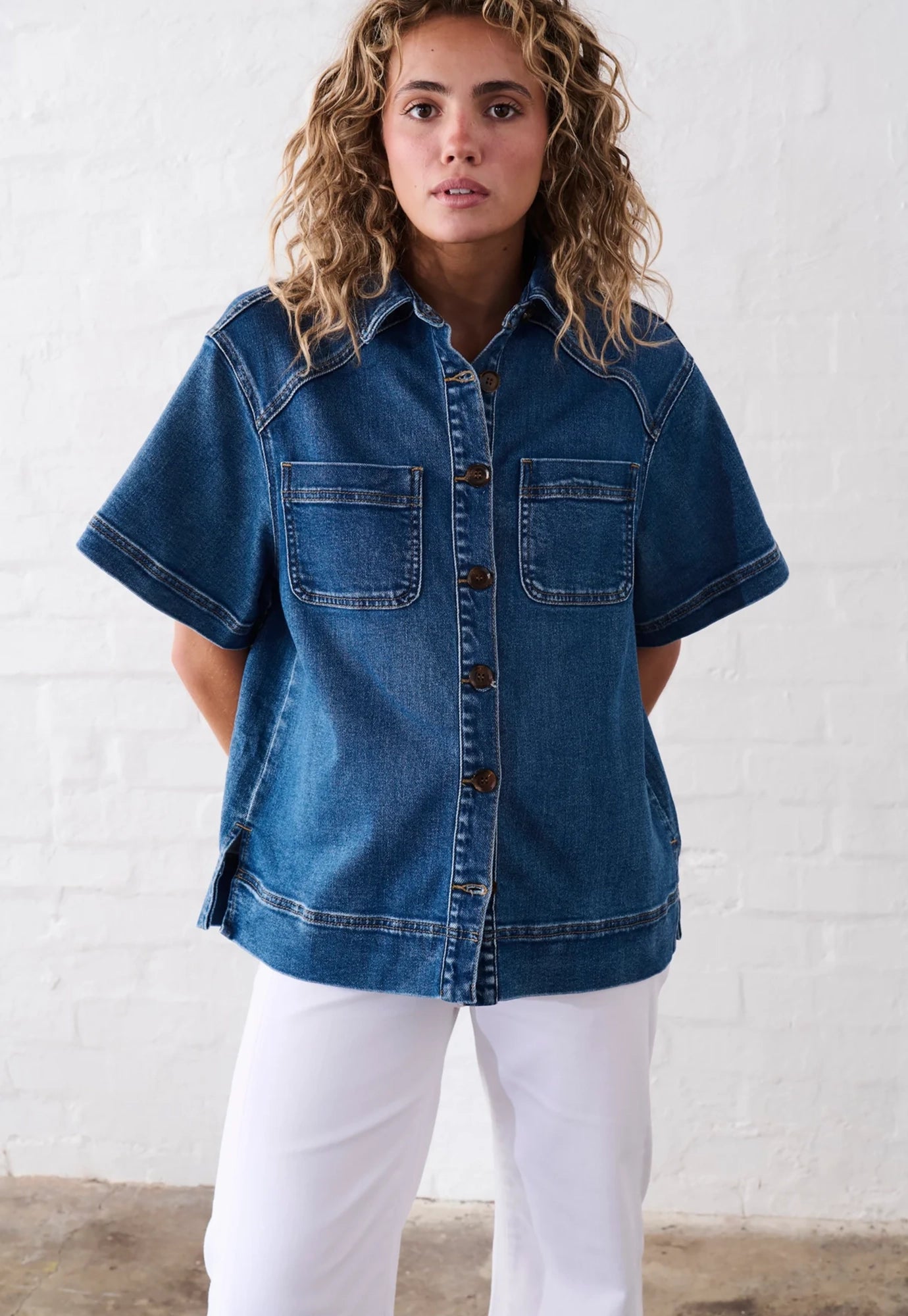 kireina - zoe shirt - dakota wash