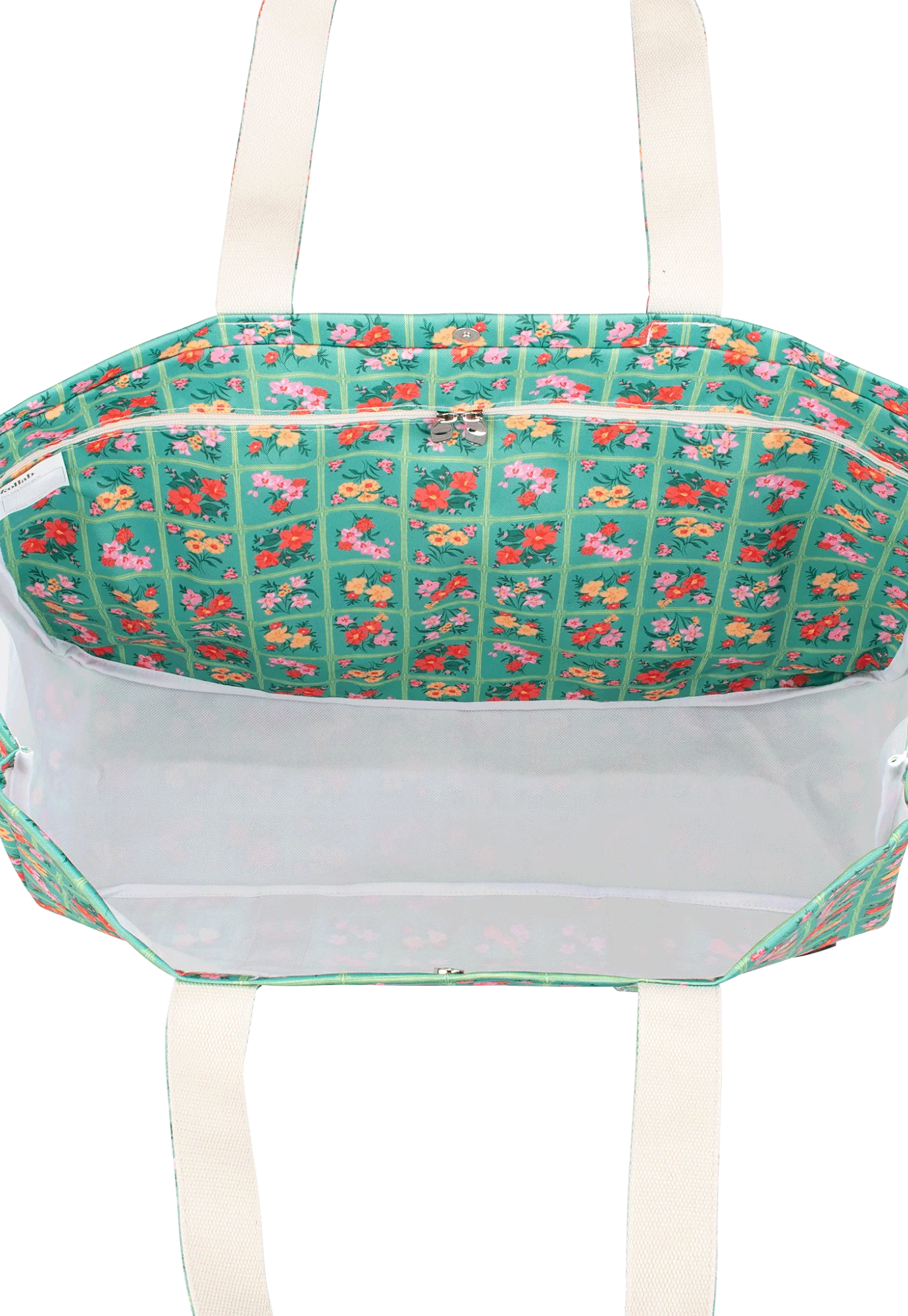 kollab carryall cargo vintage patch bag styled for beach picnic or weekend outing with vibrant pattern