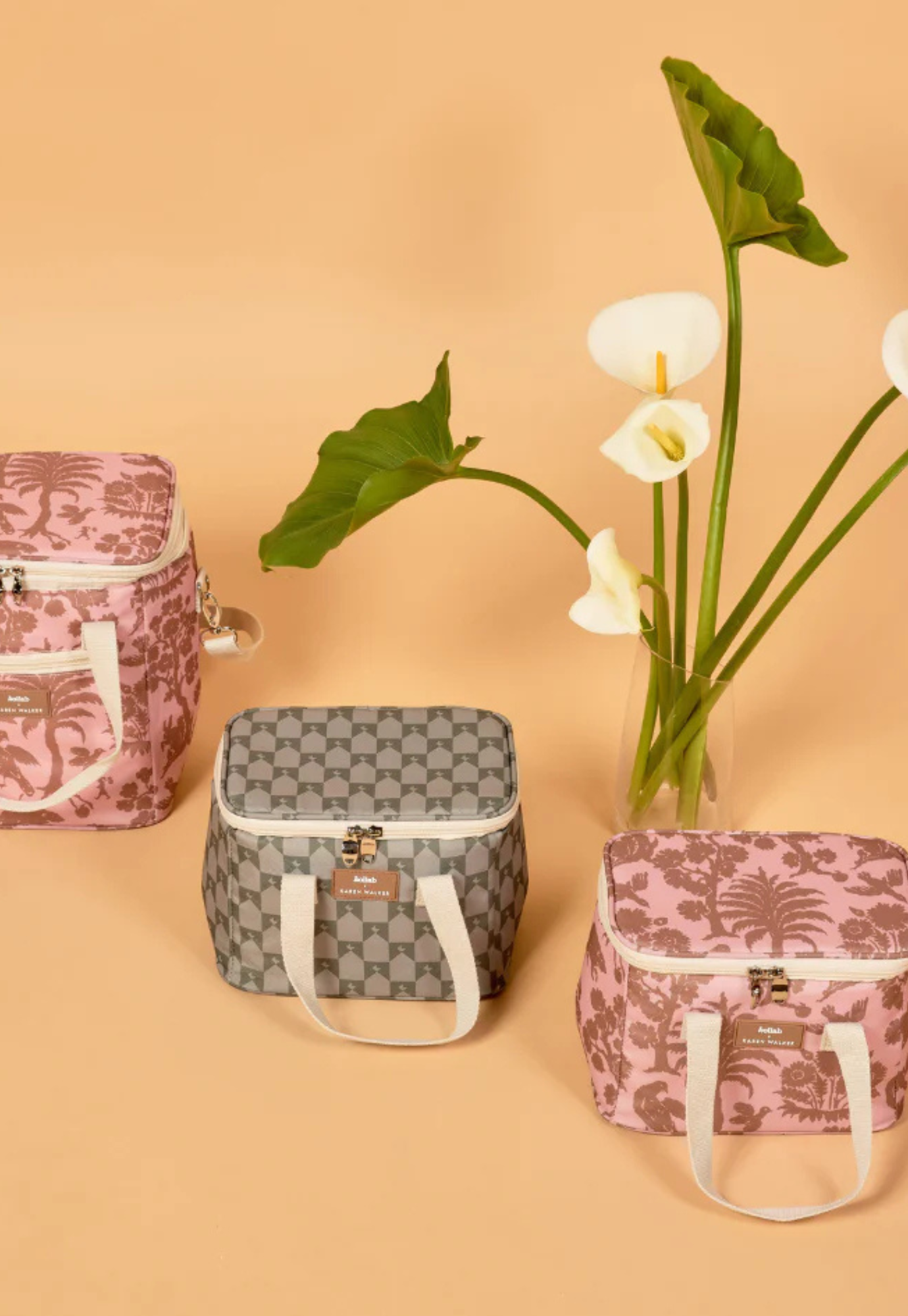 detail of padded insulation in kollab x karen walker lunch box sage monogram showing functional design for food travel
