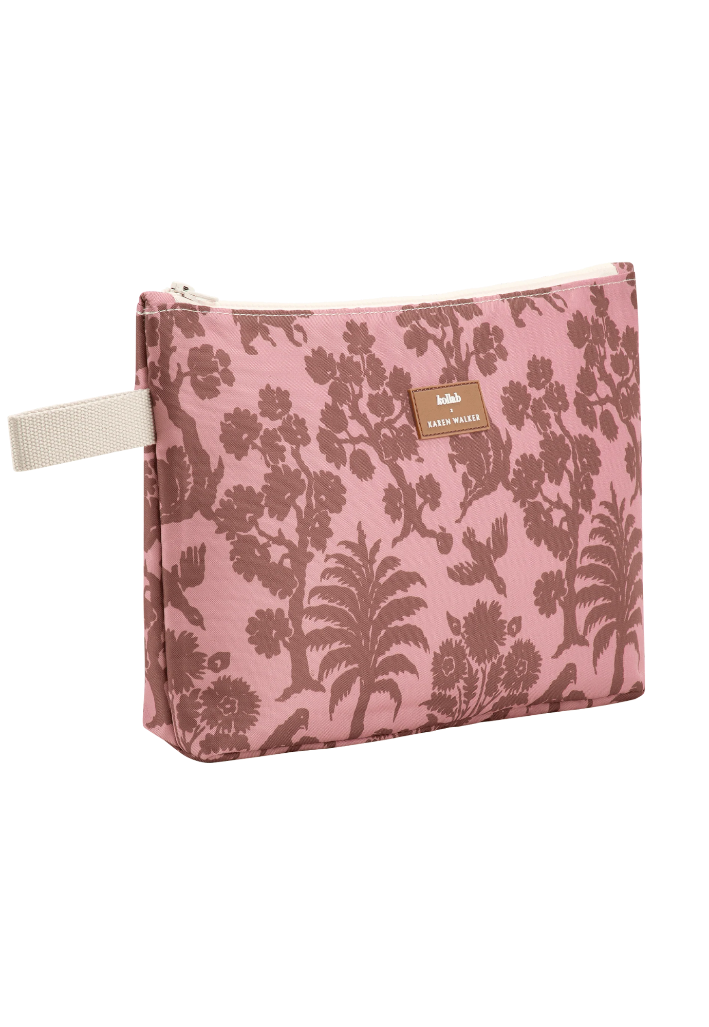 front view of kollab x karen walker mini pouch animal kingdom showing compact shape and bold animal print