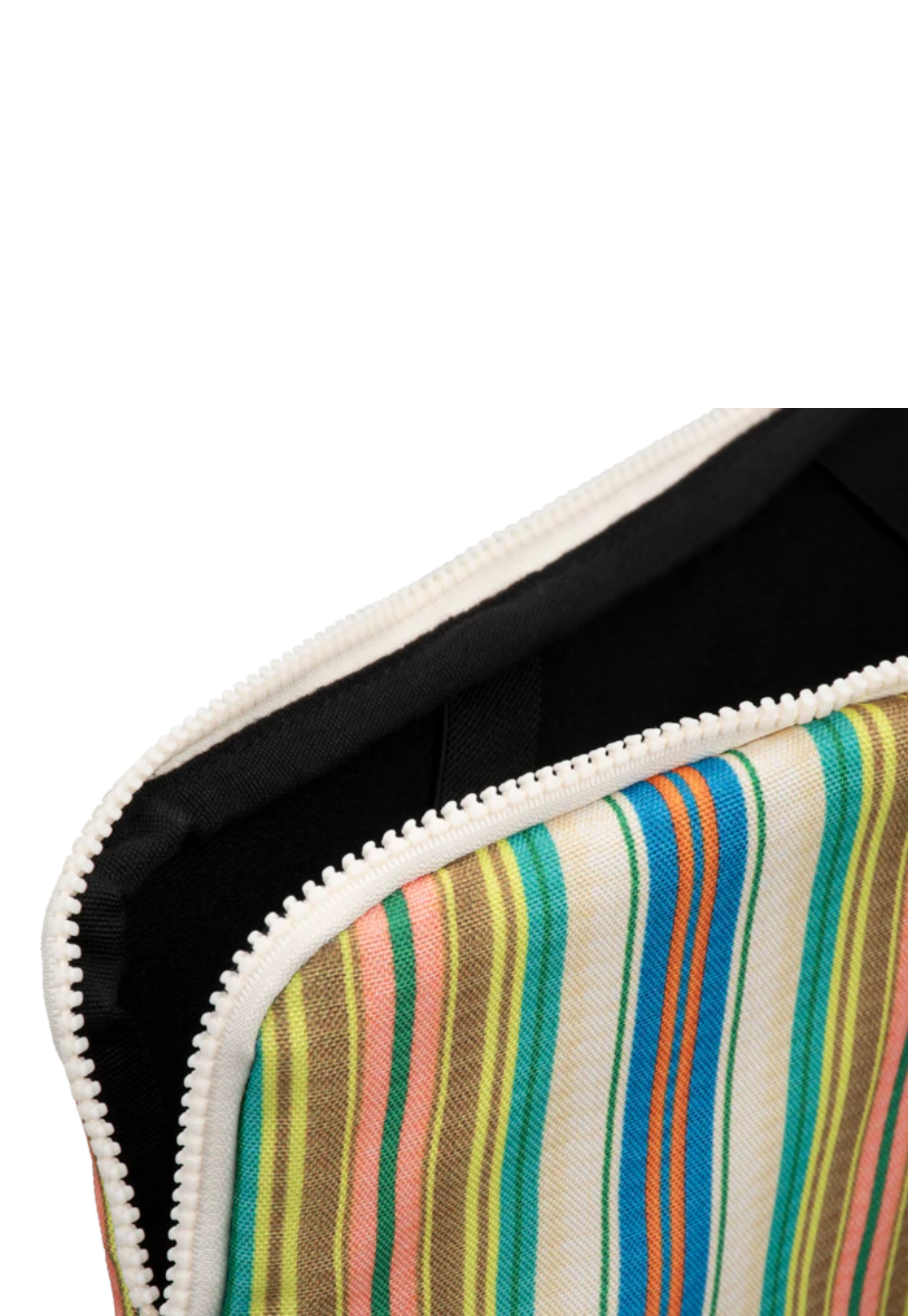 open view of kollab laptop case positano showing padded lining and internal elastic straps for device security