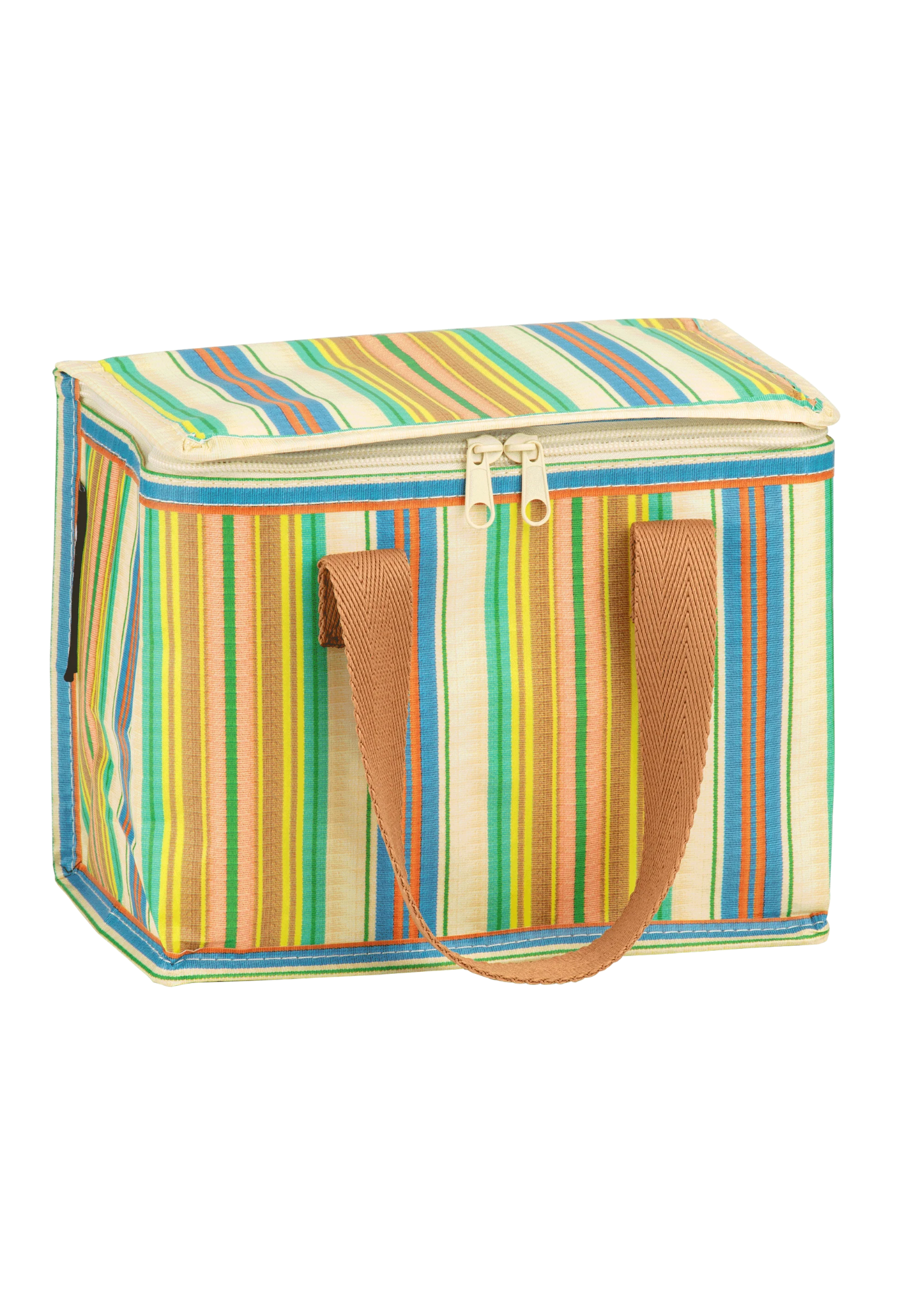 front view of kollab lunch box positano showing compact size and vibrant positano print