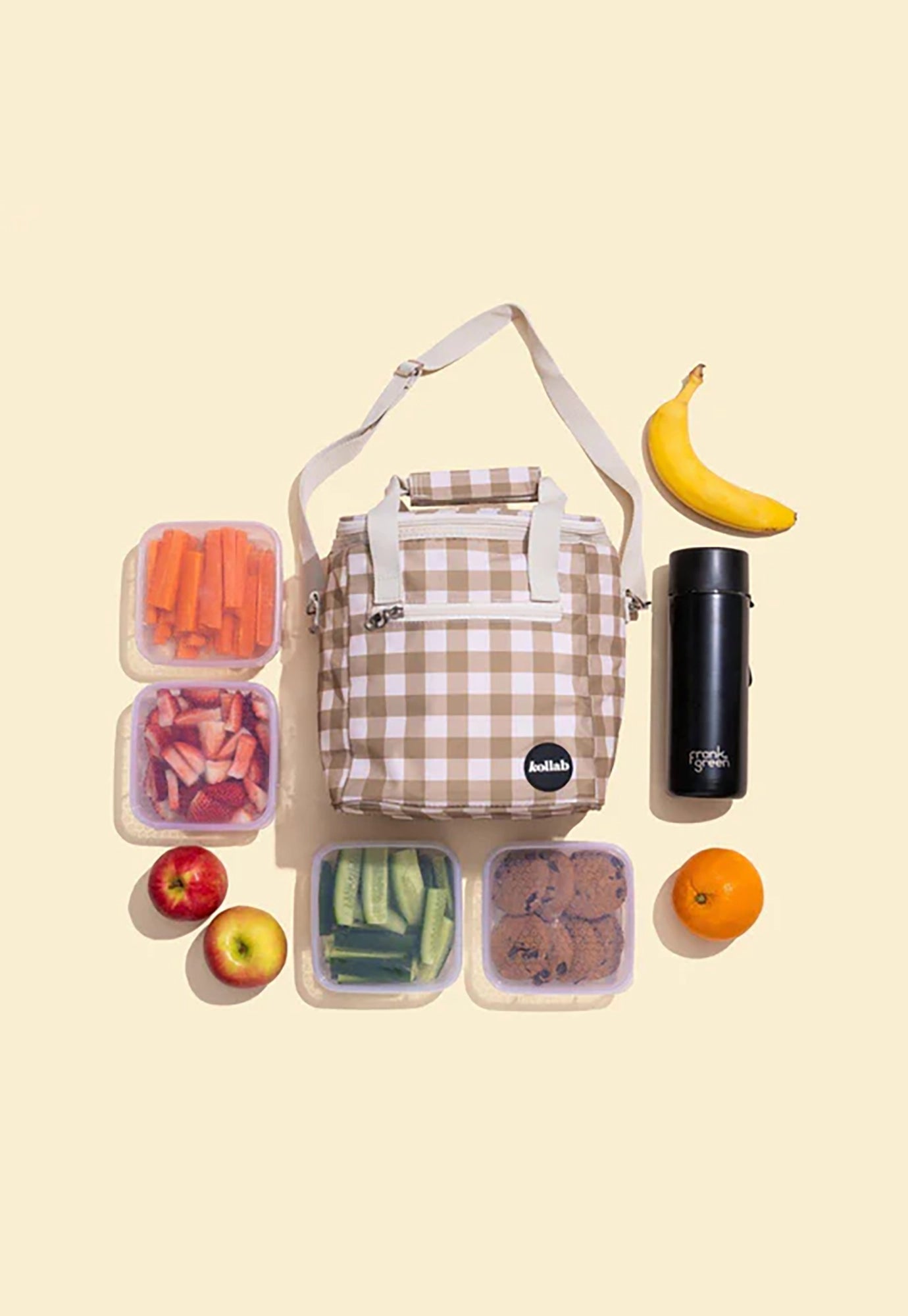kollab - holiday mini cooler - olive check