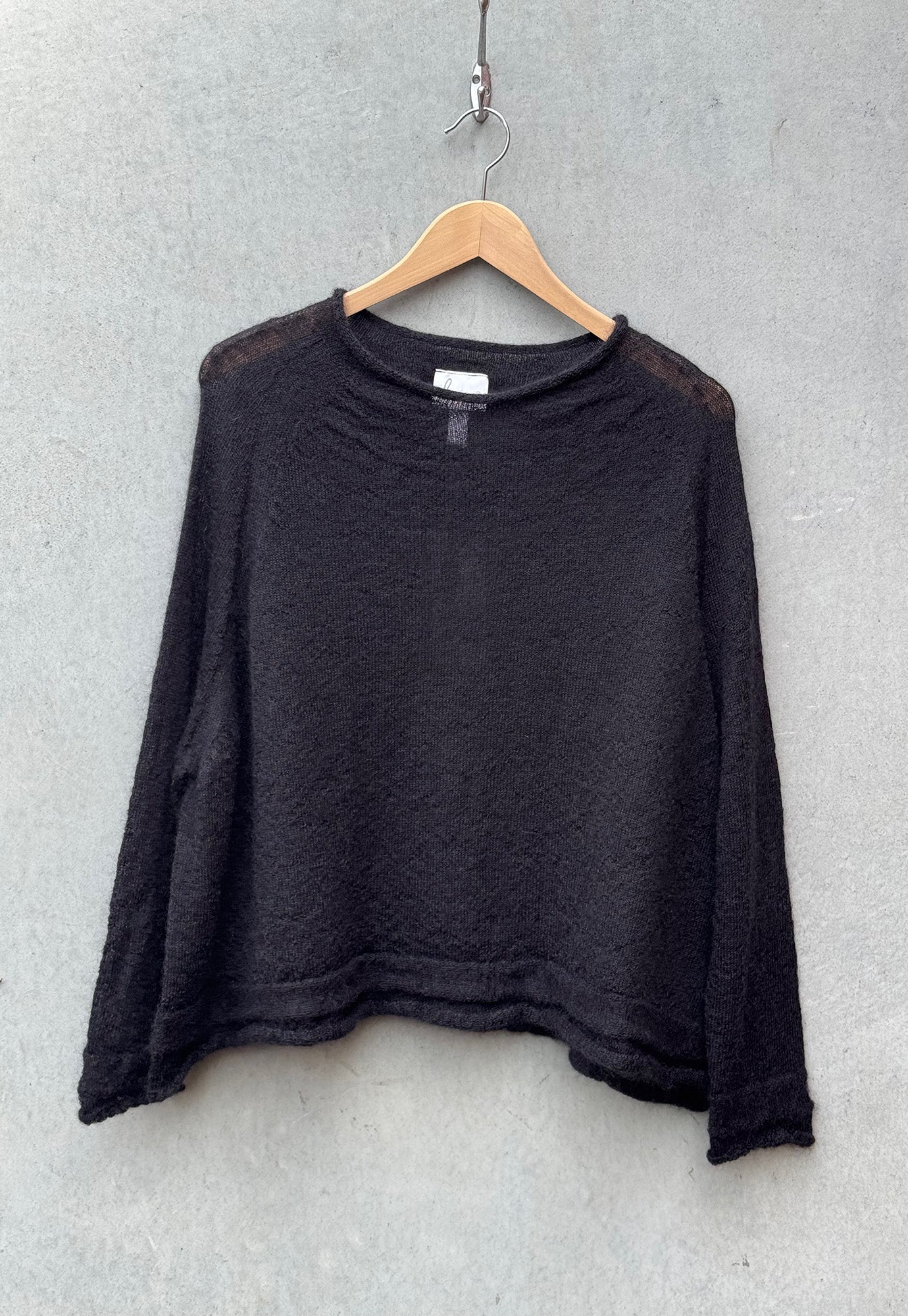luna gallery - mohair raglan sheer crop sweater - one size