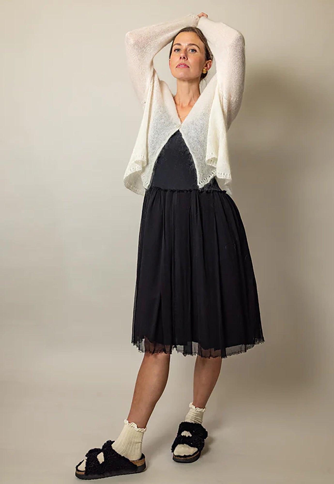 luna gallery - mohair lace trim cardi - froth