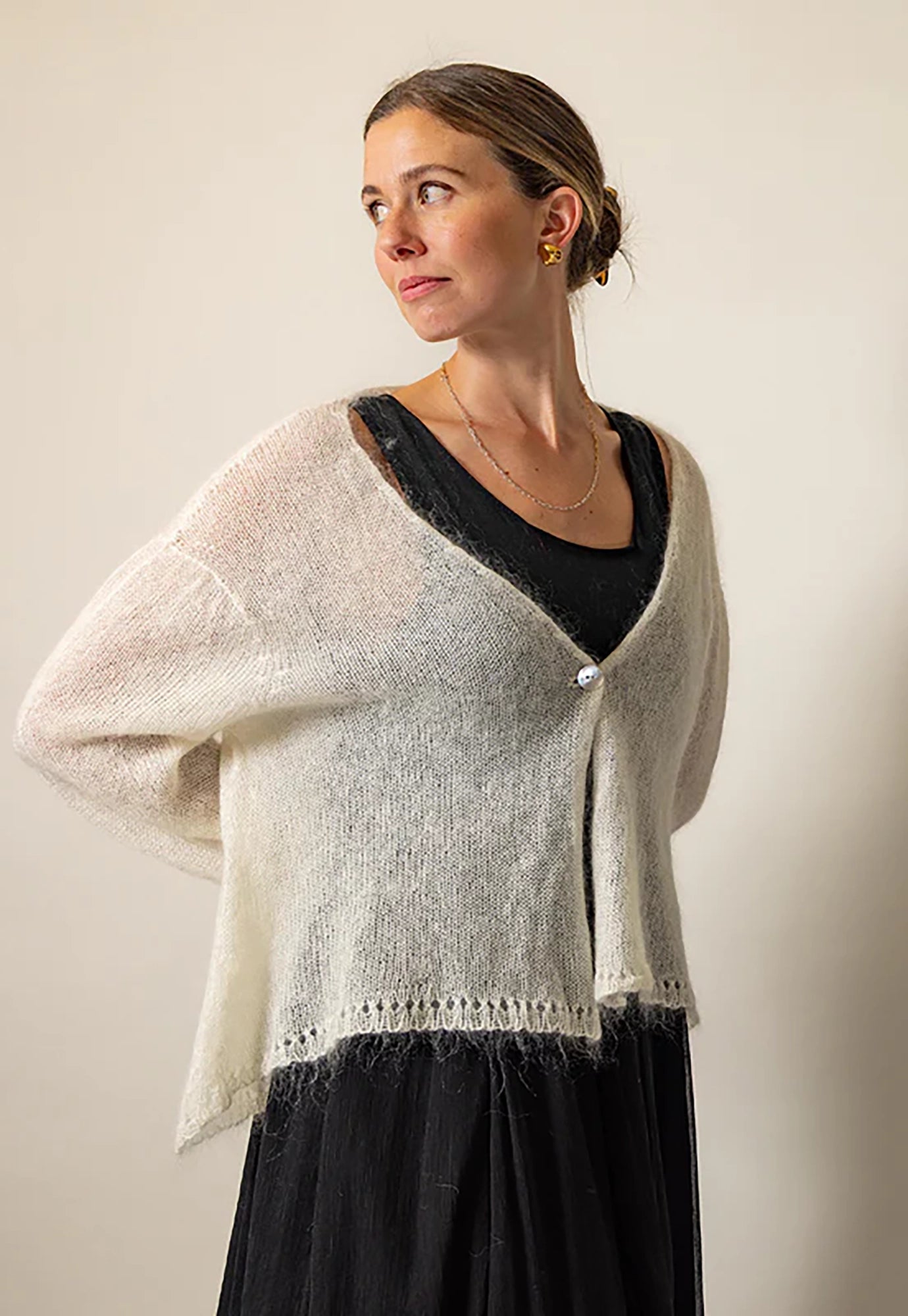 luna gallery - mohair lace trim cardi - froth