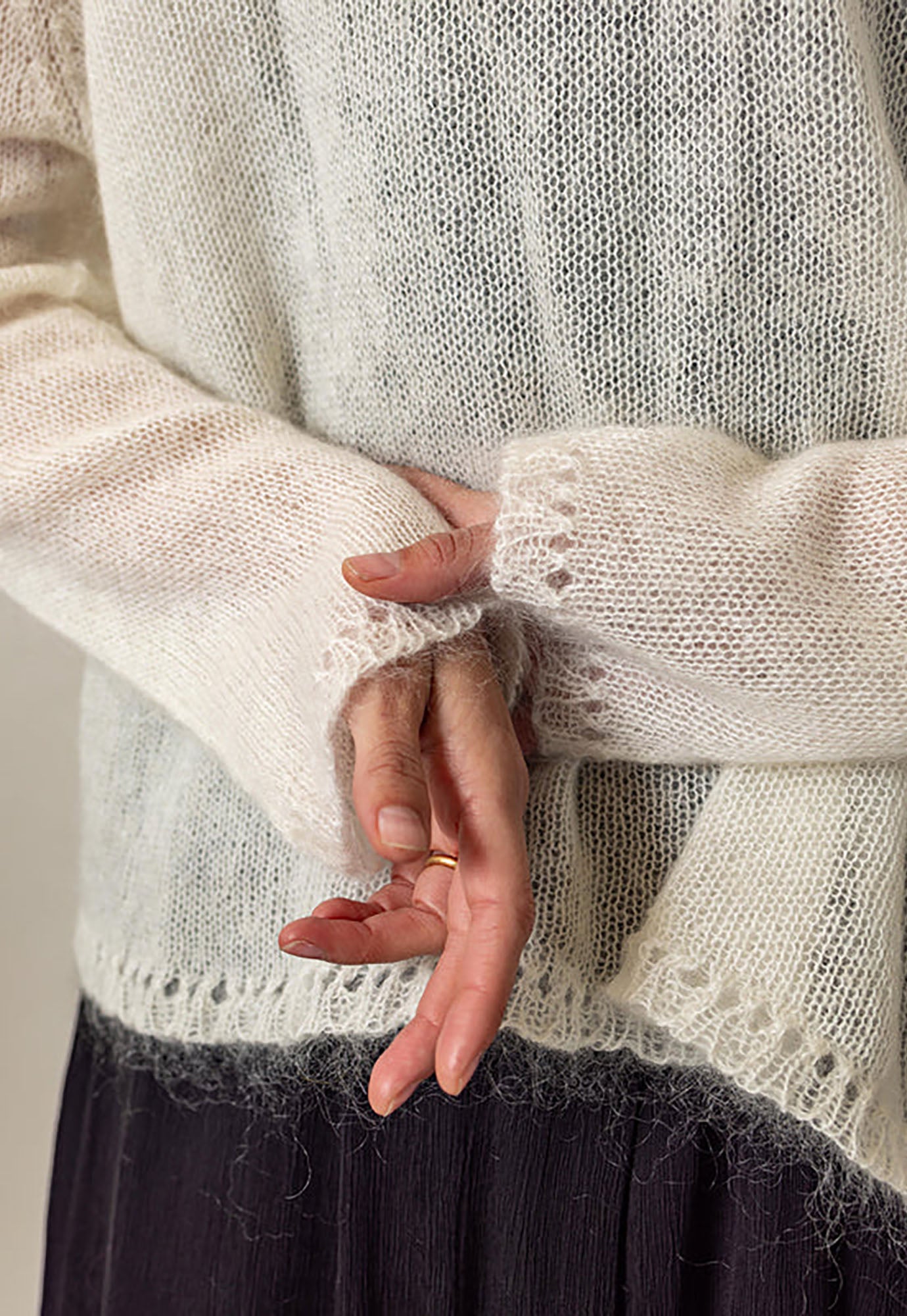 luna gallery - mohair lace trim cardi - froth