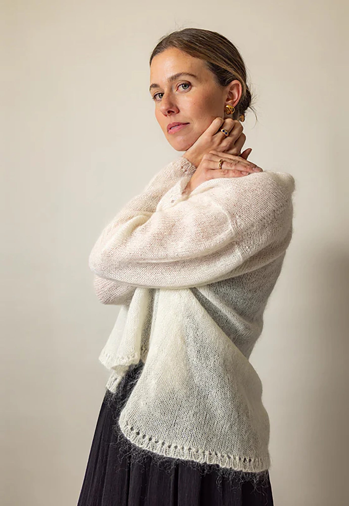 luna gallery - mohair lace trim cardi - froth