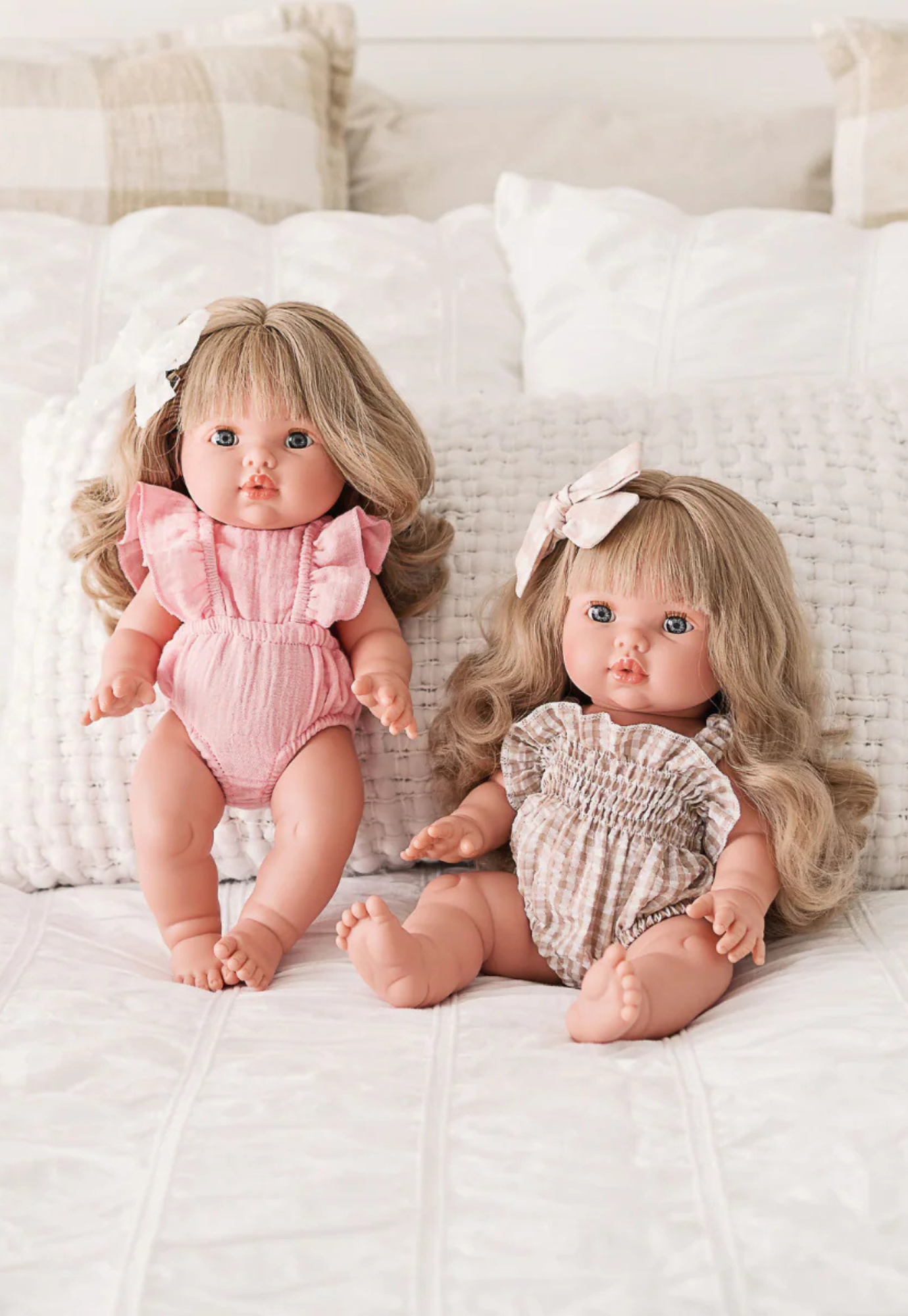 two mini coletos kate doll seated pose dressed