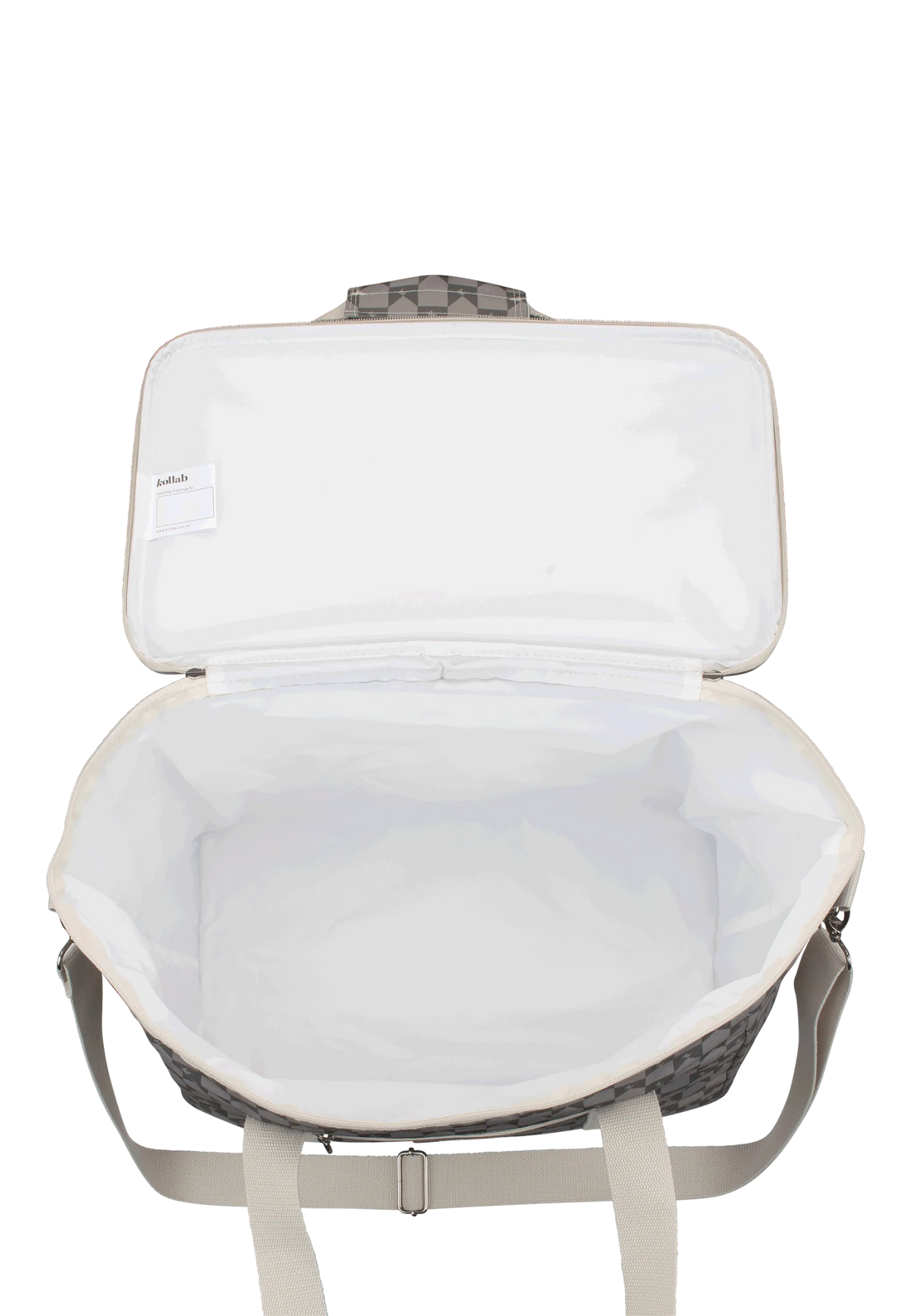 detail of premium insulation inside mini cooler kollab x karen walker sage monogram designed to keep contents cool