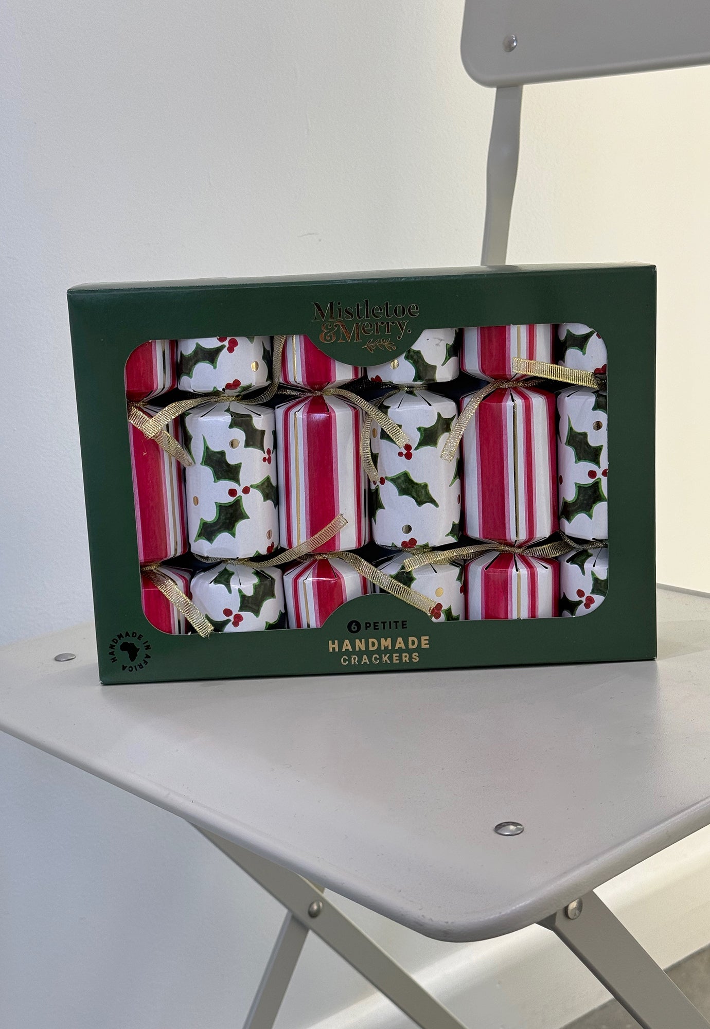 mistletoe & merry - holly & stripes crackers