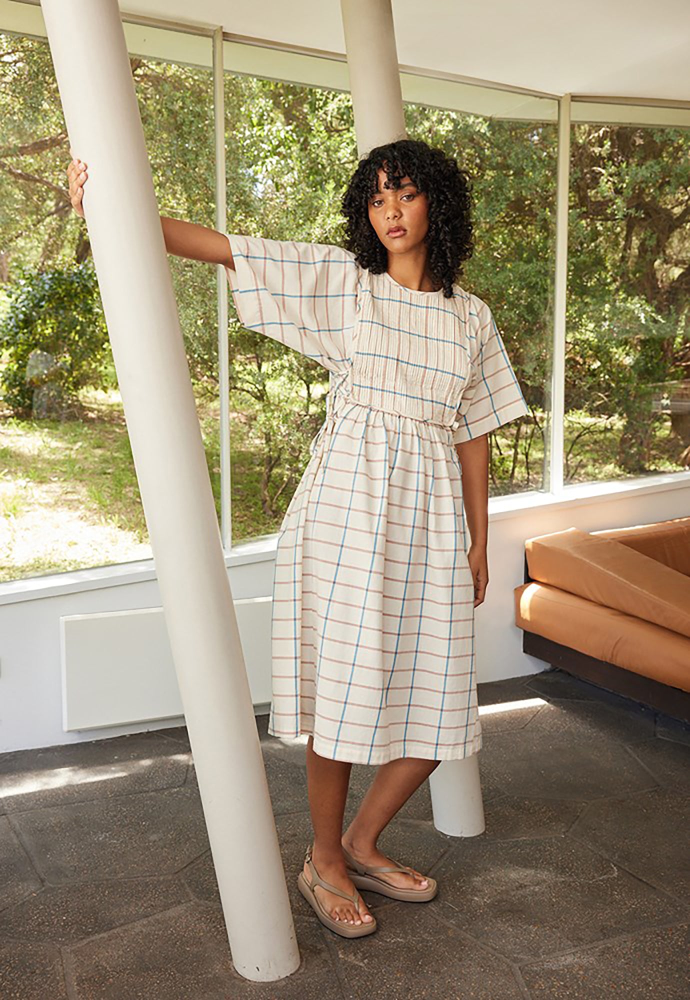 nancybird - athena dress - cream check