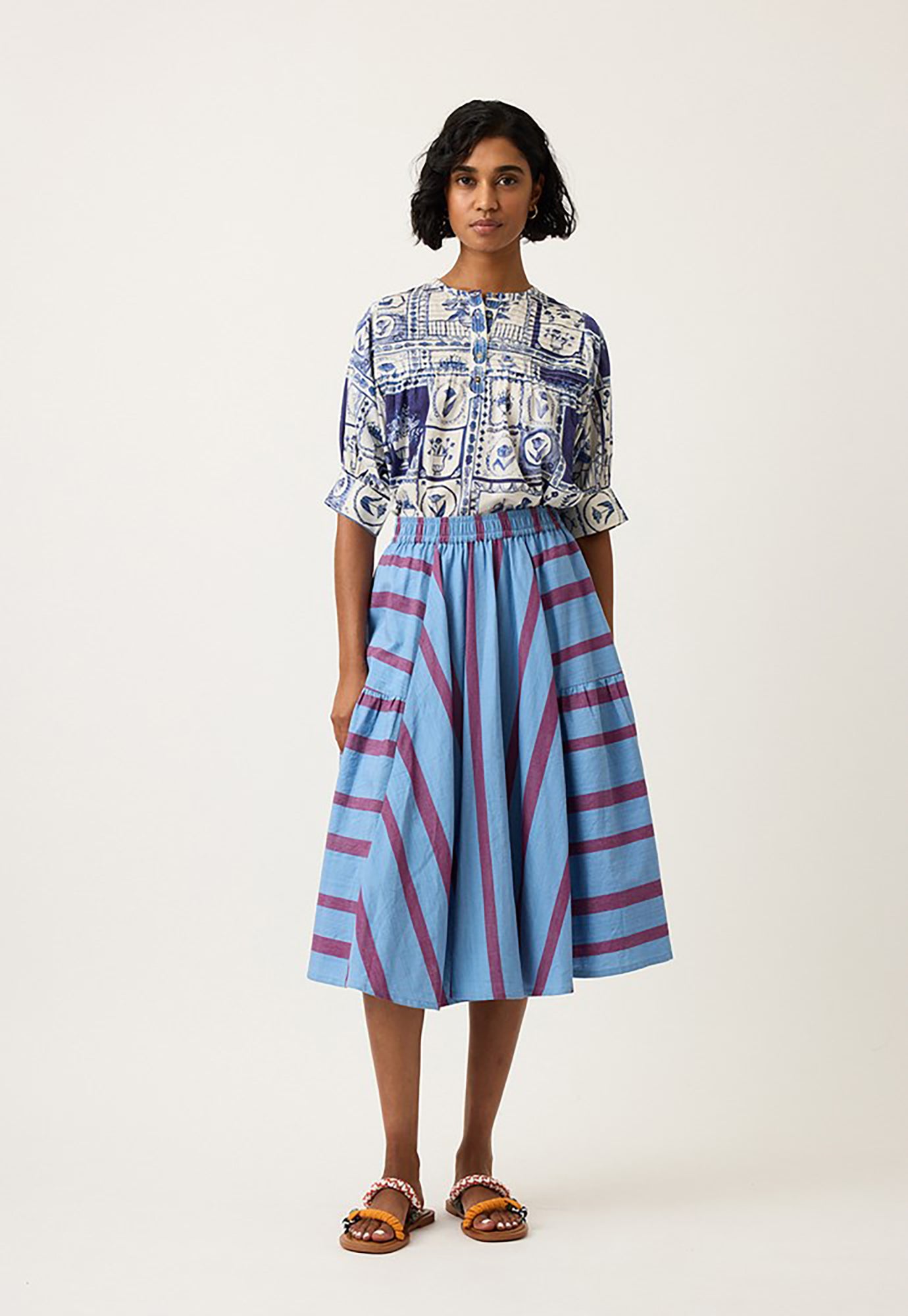 nancybird - eula skirt - raspberry stripe
