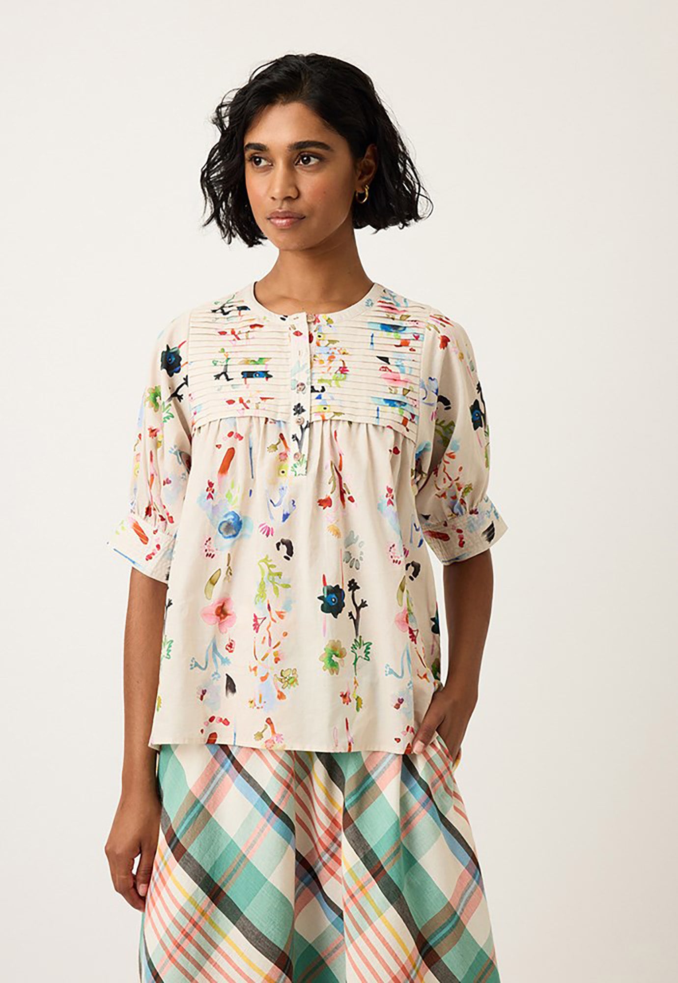 nancybird - gwen blouse - watercolour cream