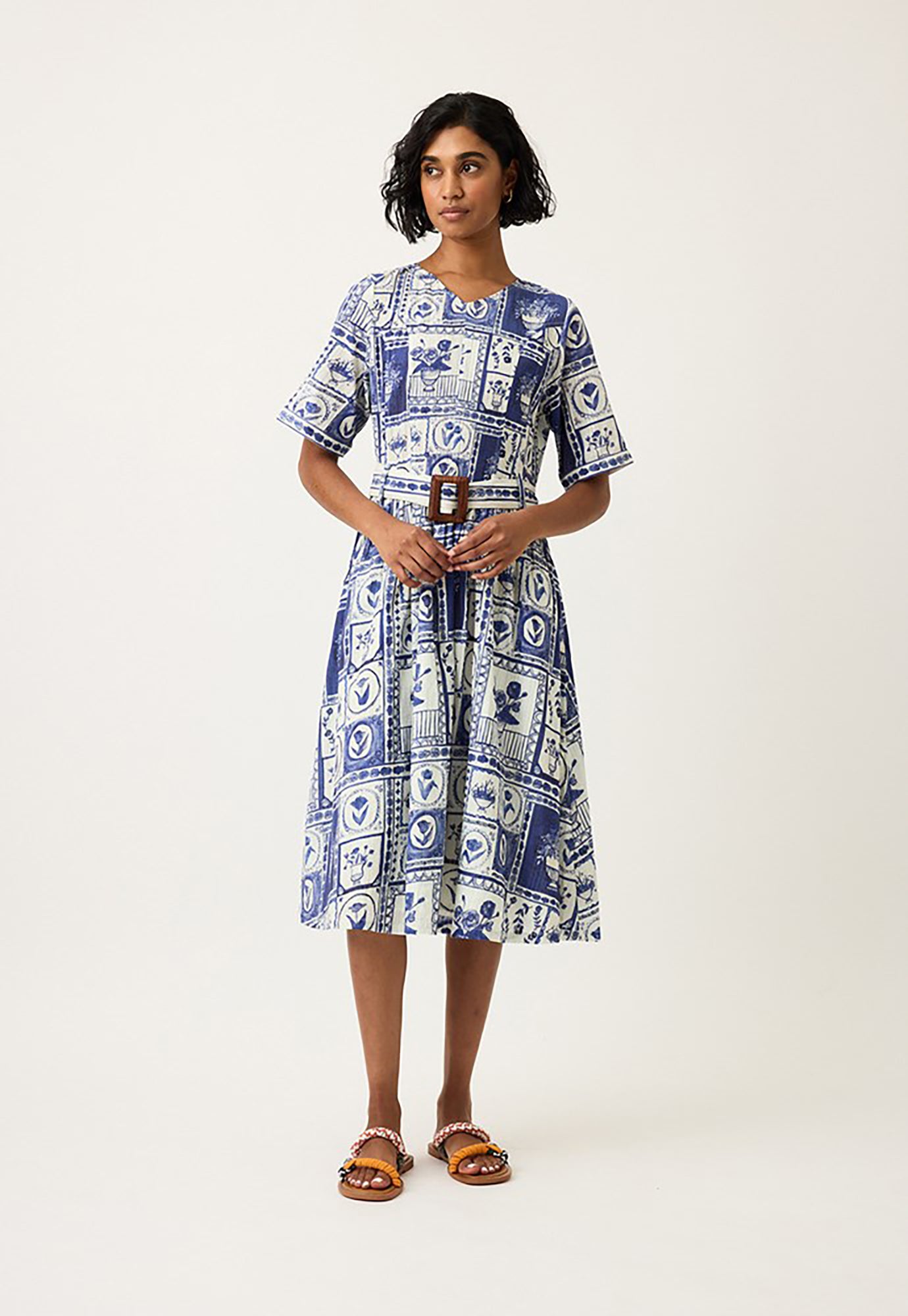 nancybird - mona short sleeve dress - lyon tile