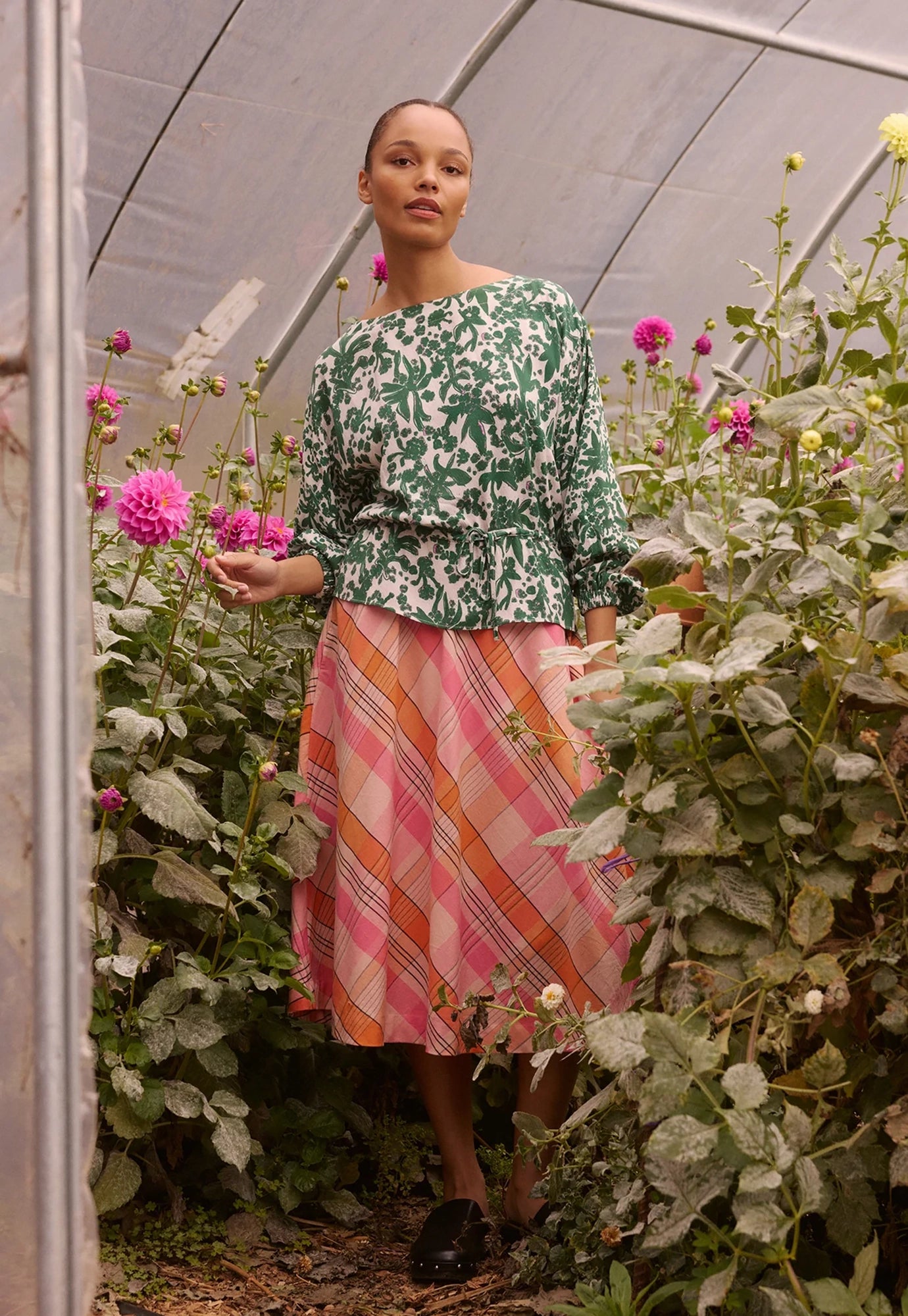nancybird - wave skirt - pink check