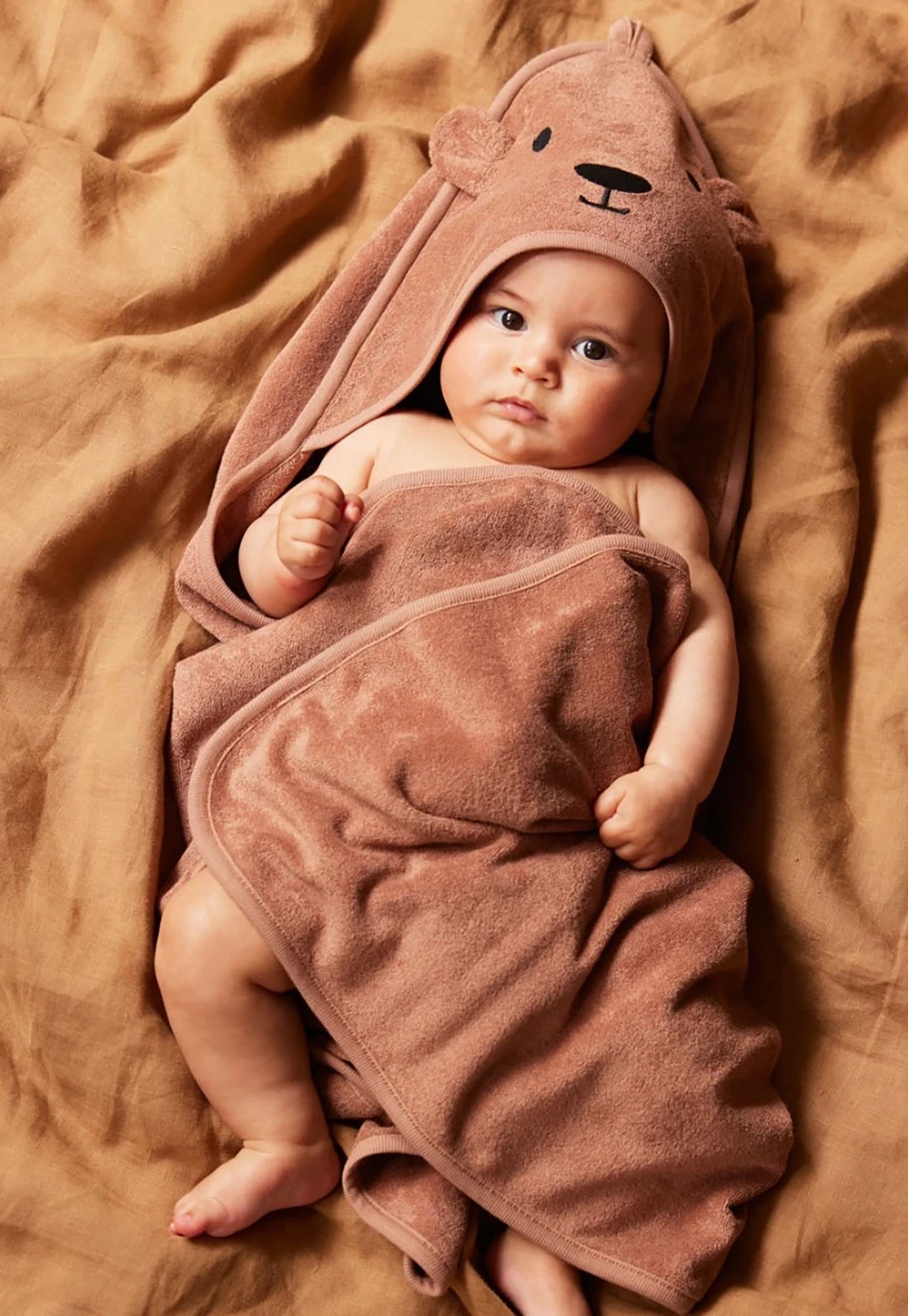 nature baby - bear hooded towel - hazelnut