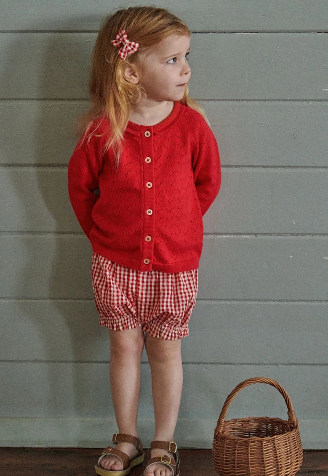 nature baby - betty shorts - red check