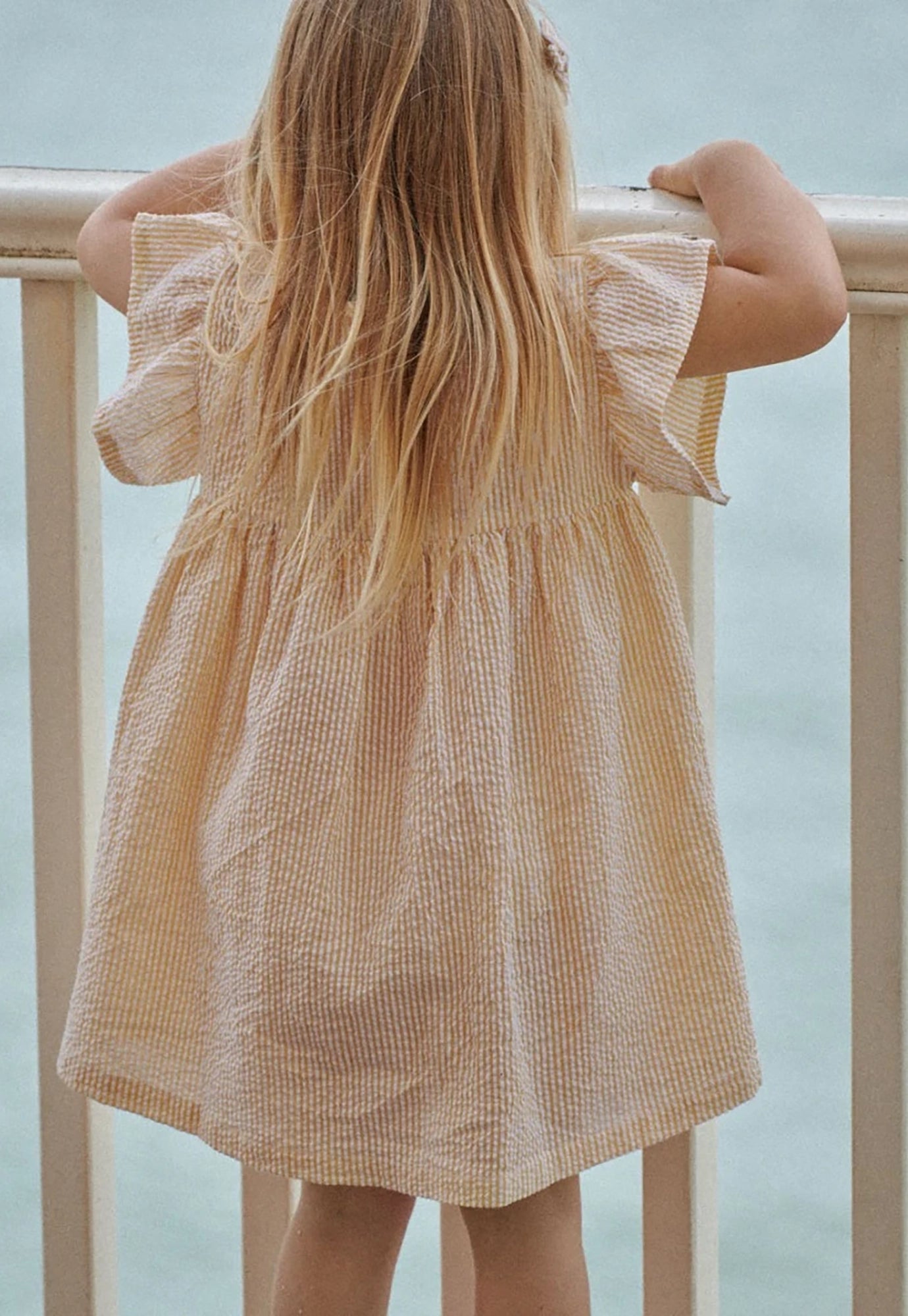 nature baby - bonnie dress - golden stripe
