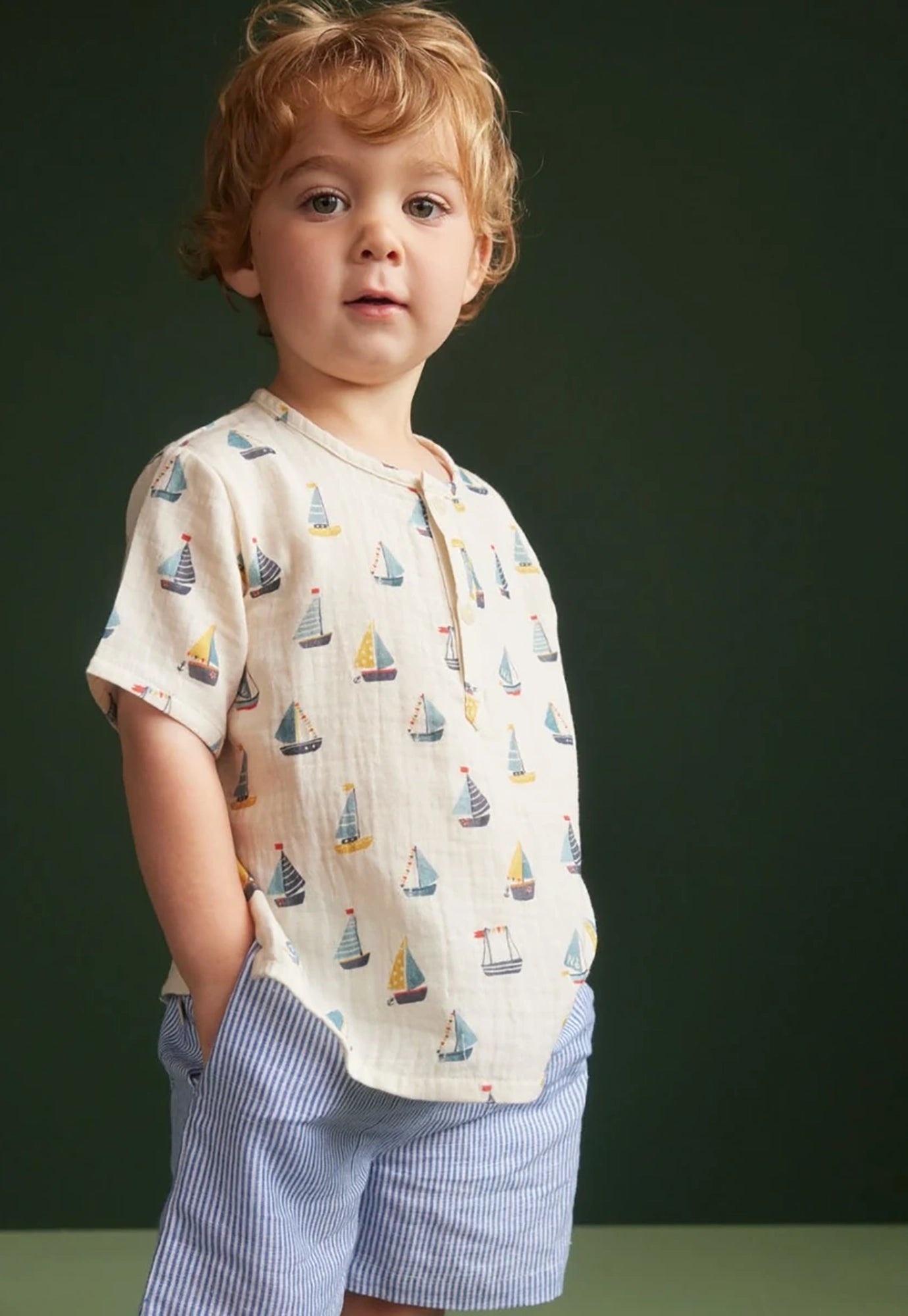 nature baby - caravan shirt muslin - regatta print