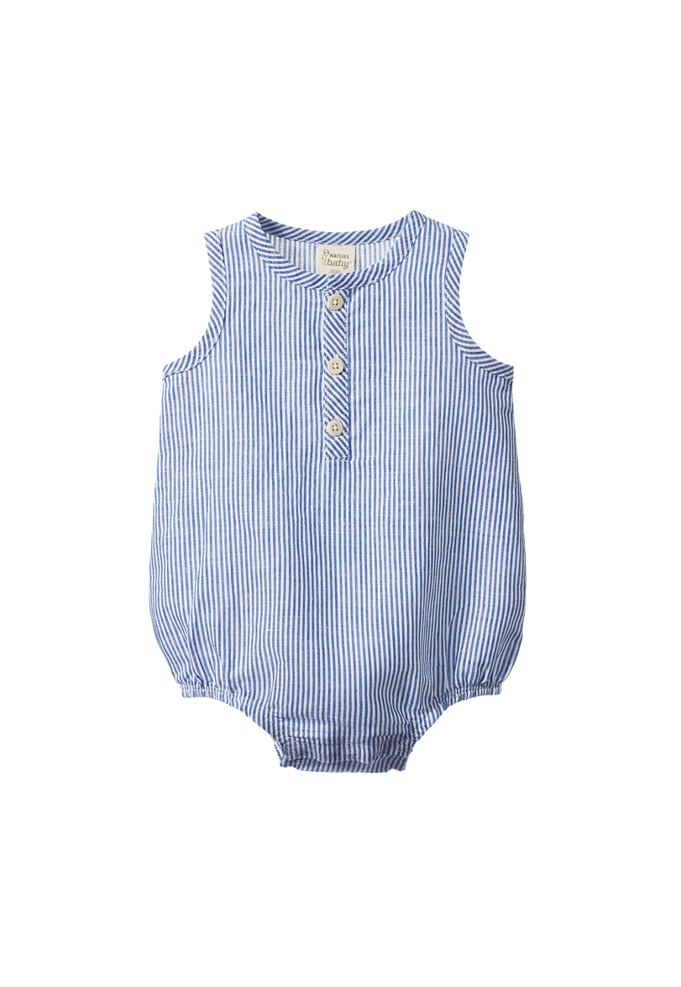 nature baby - cedar suit linen - blue stripe
