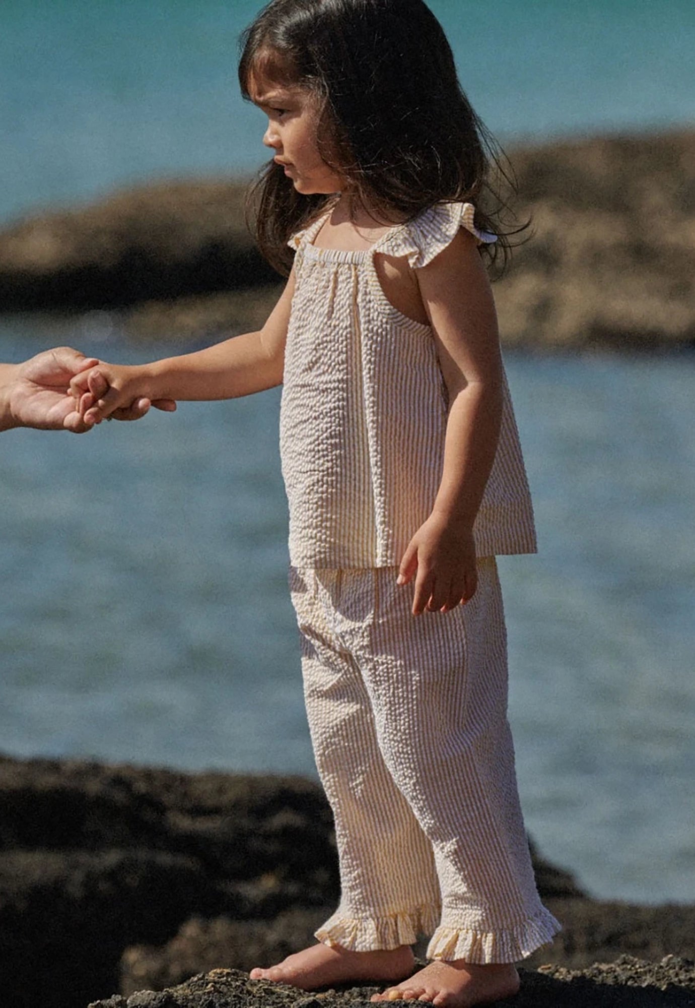 nature baby - goldie pant - golden stripe