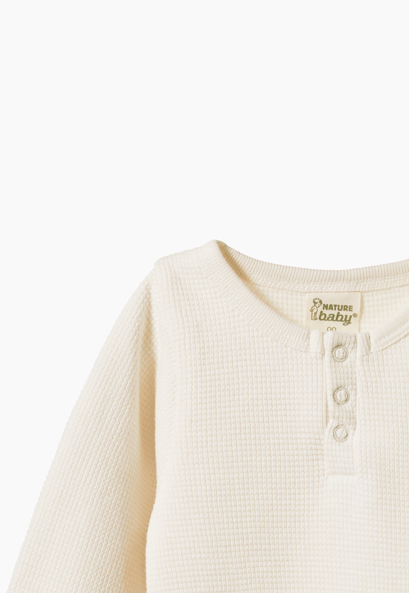 nature baby - henley waffle l/s bodysuit - natural
