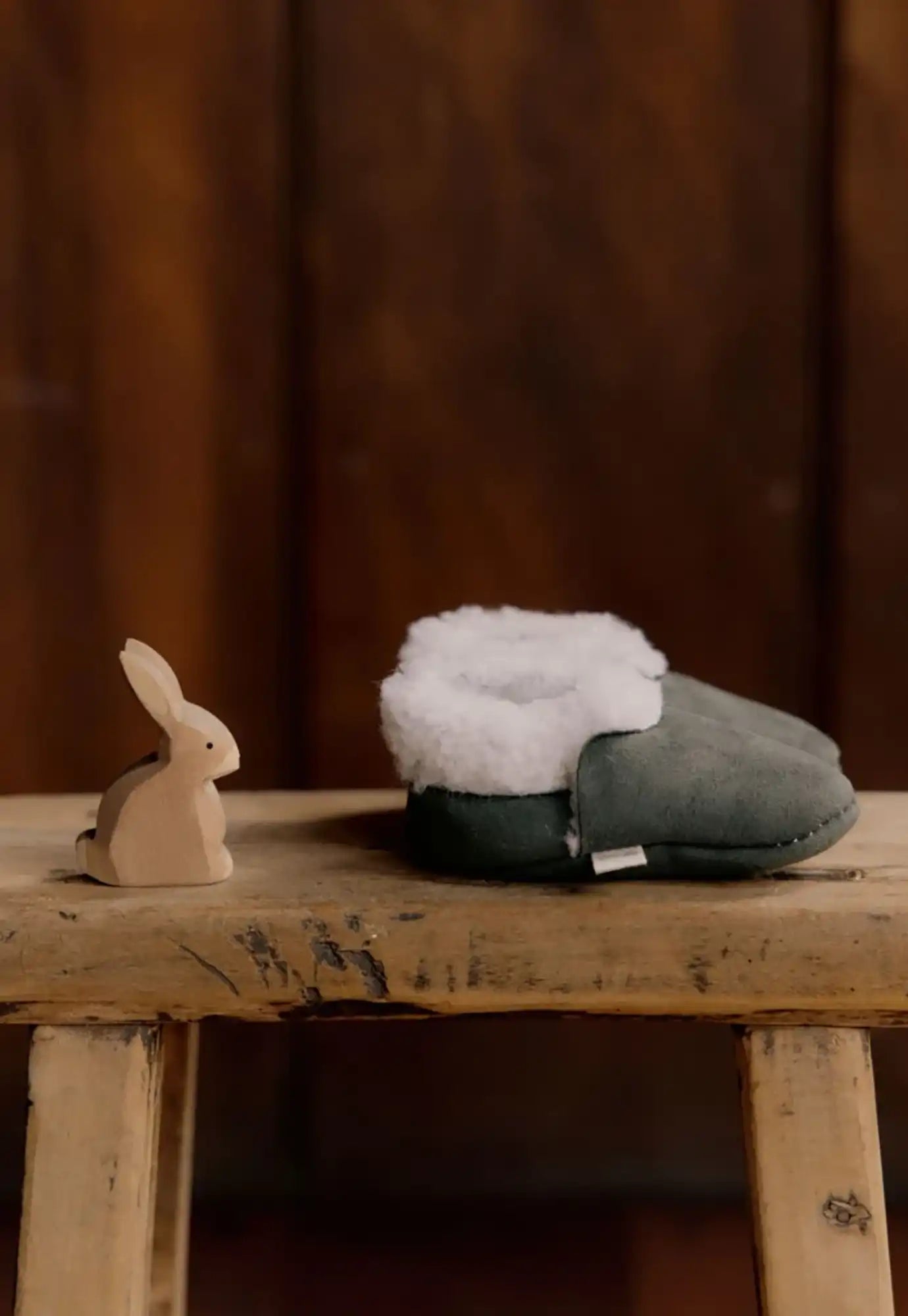 nature baby - lambskin booties - thyme