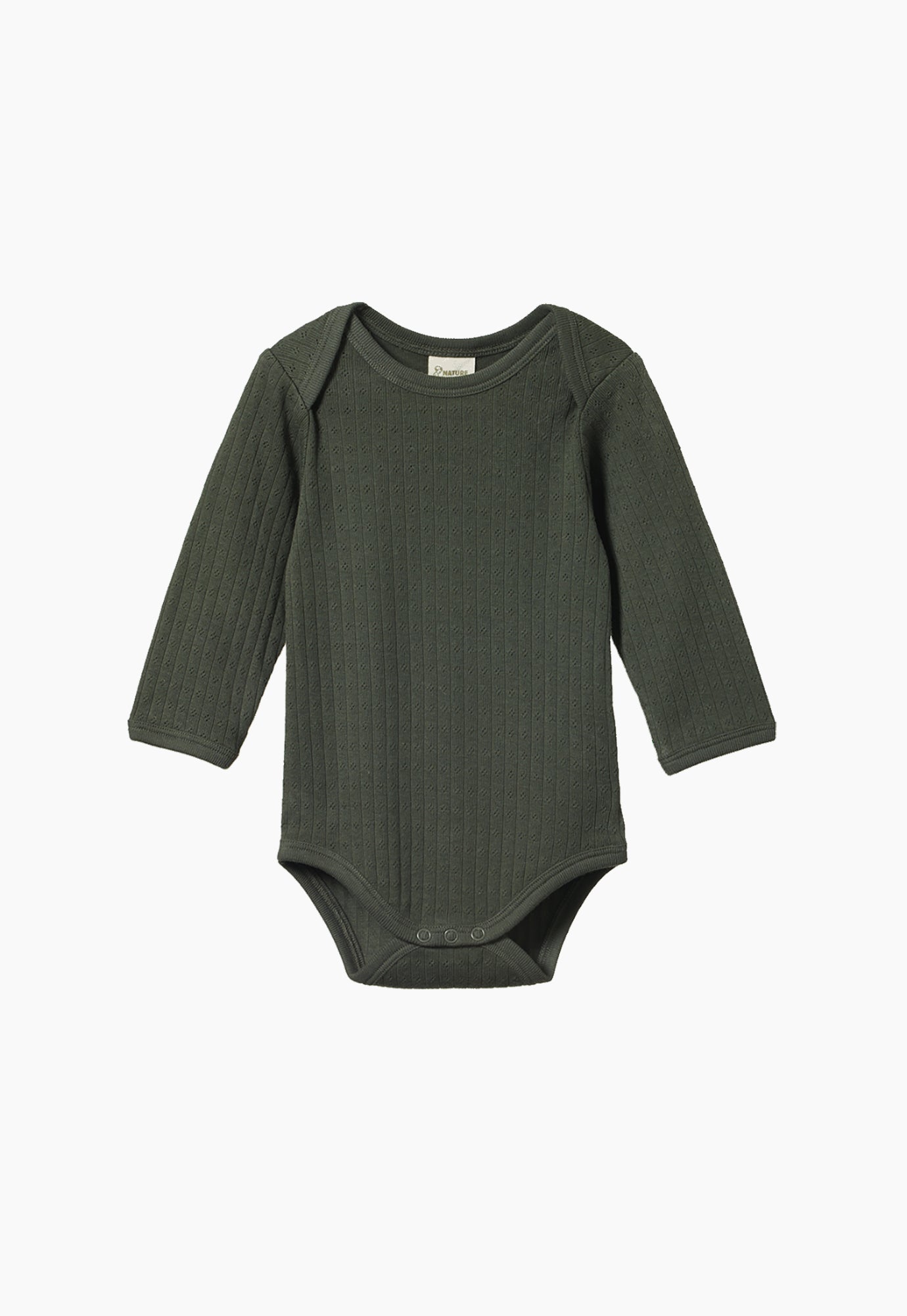 nature baby - long sleeve bodysuit cotton pointelle - thyme