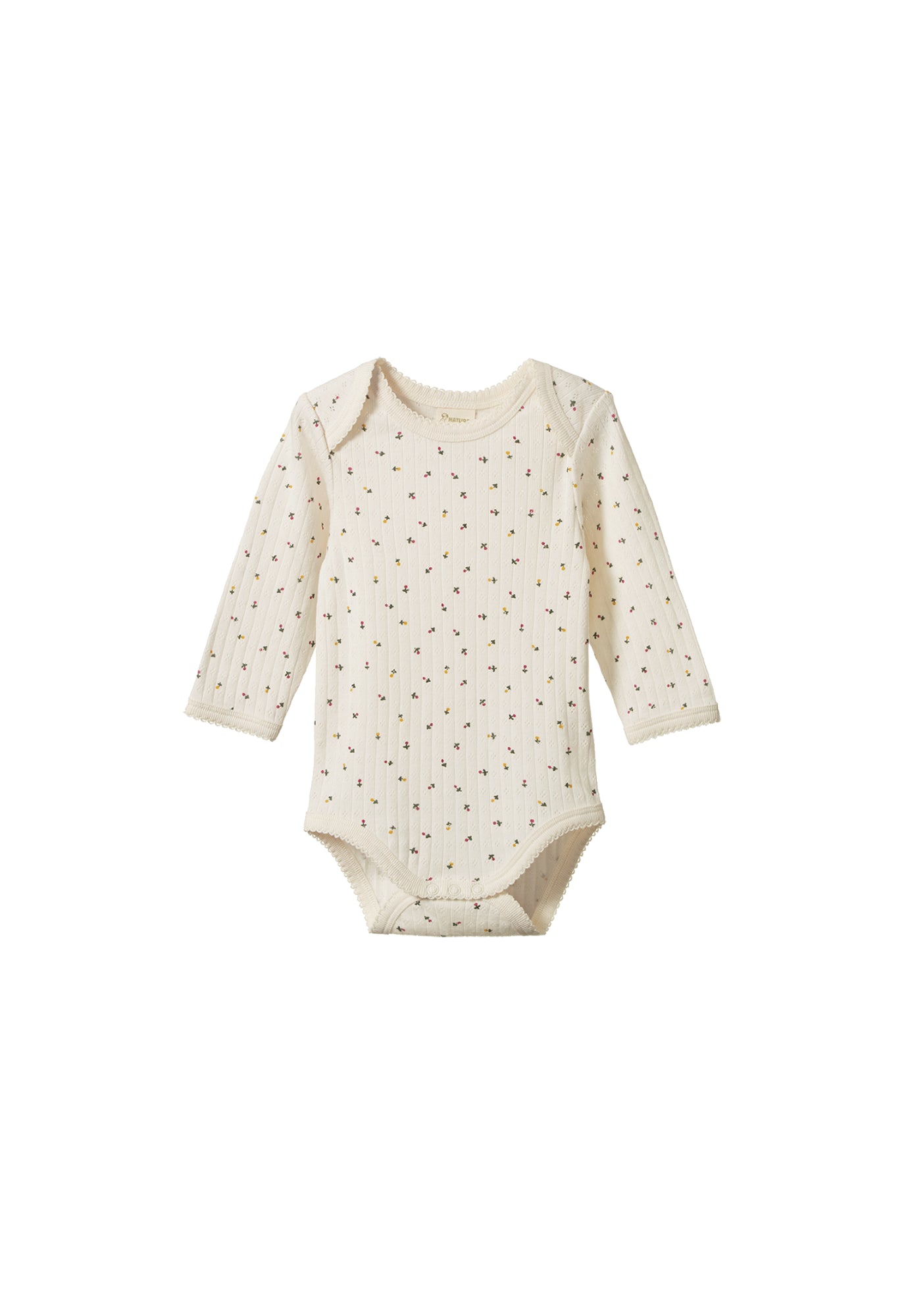 nature baby - long sleeve bodysuit pointelle - aster floral print