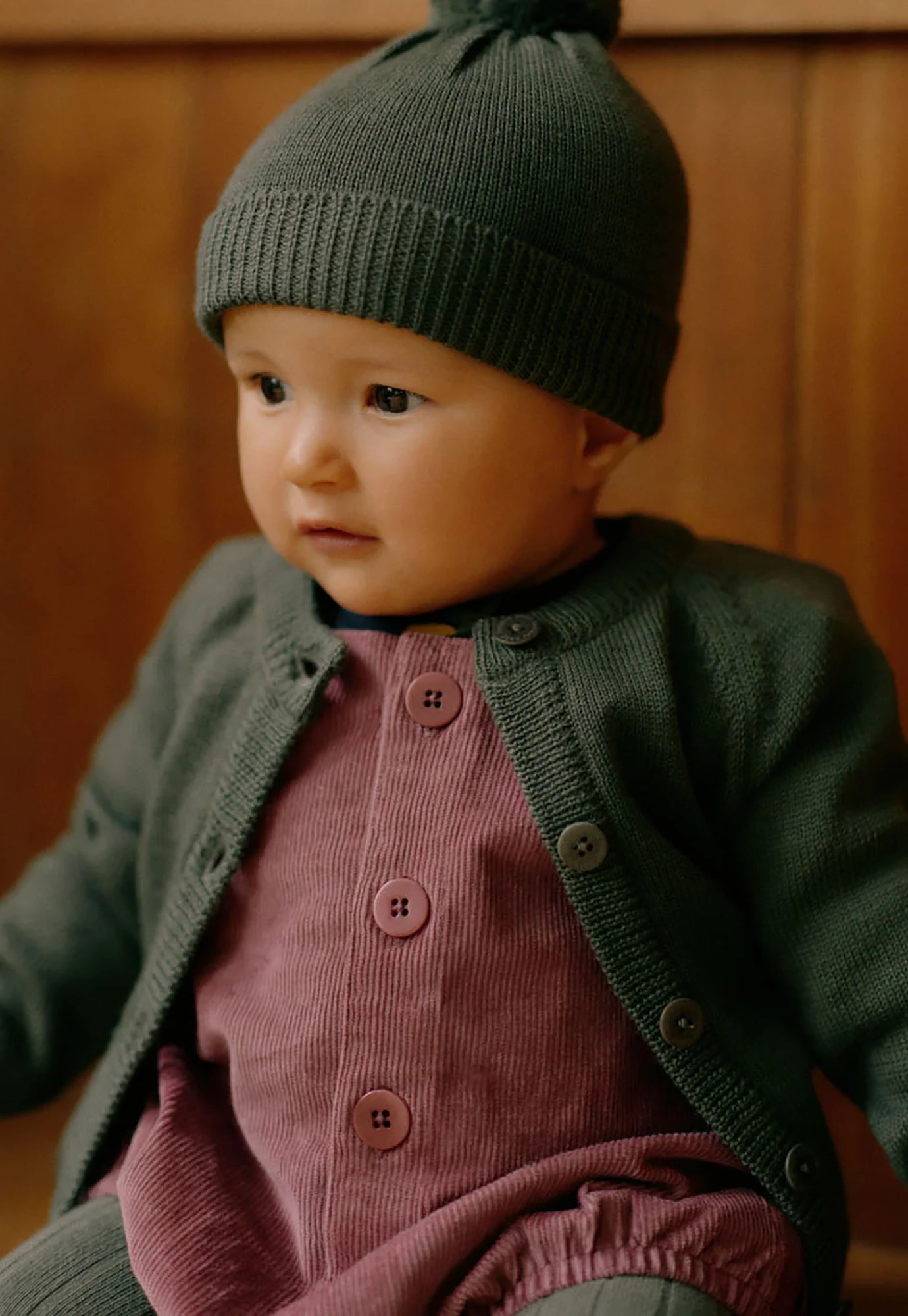 nature baby - merino knit cardigan - thyme