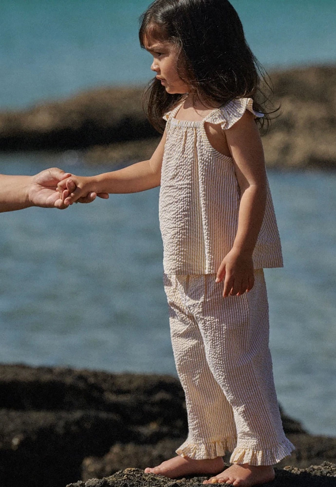 nature baby - petal top - golden stripe