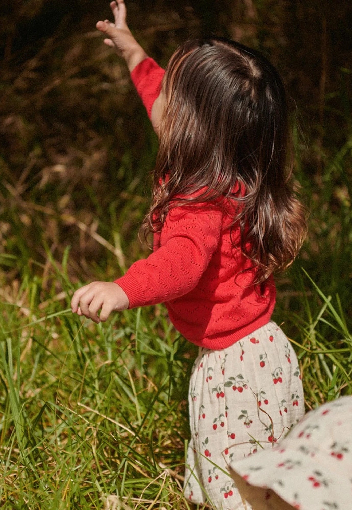 nature baby - piper cardigan - raspberry red pointelle