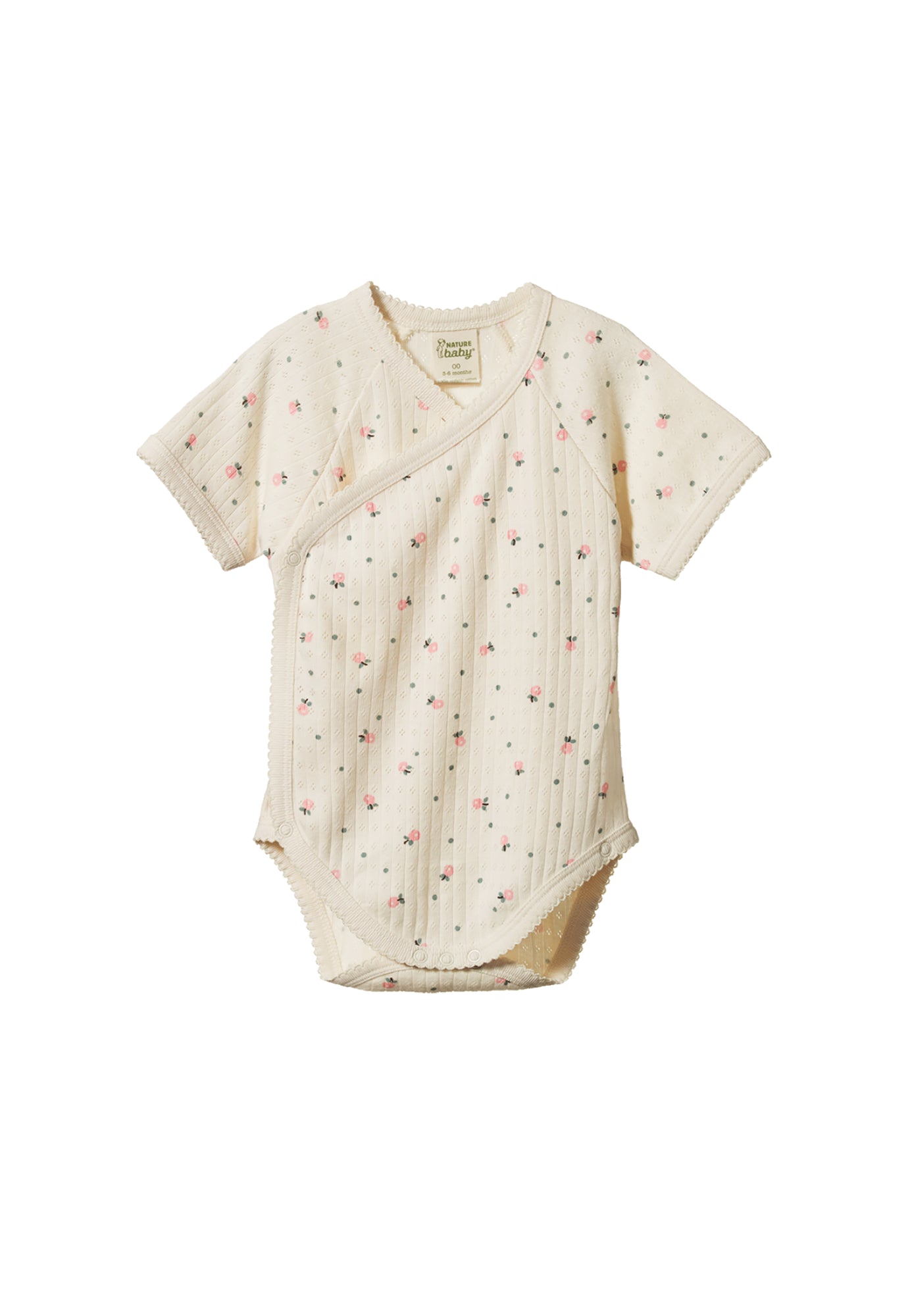 nature baby - short sleeve kimono bodysuit pointelle - posey blossom