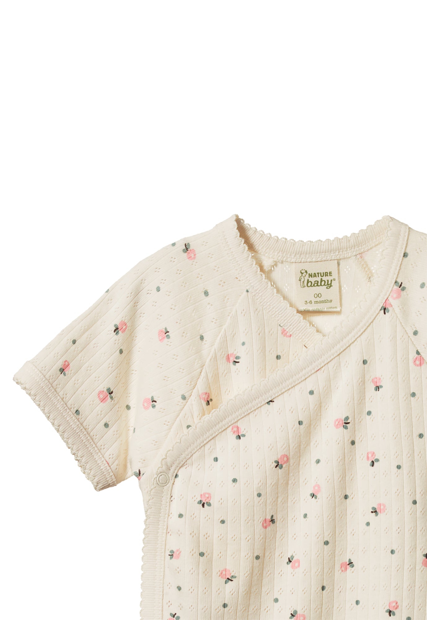 nature baby - short sleeve kimono bodysuit pointelle - posey blossom