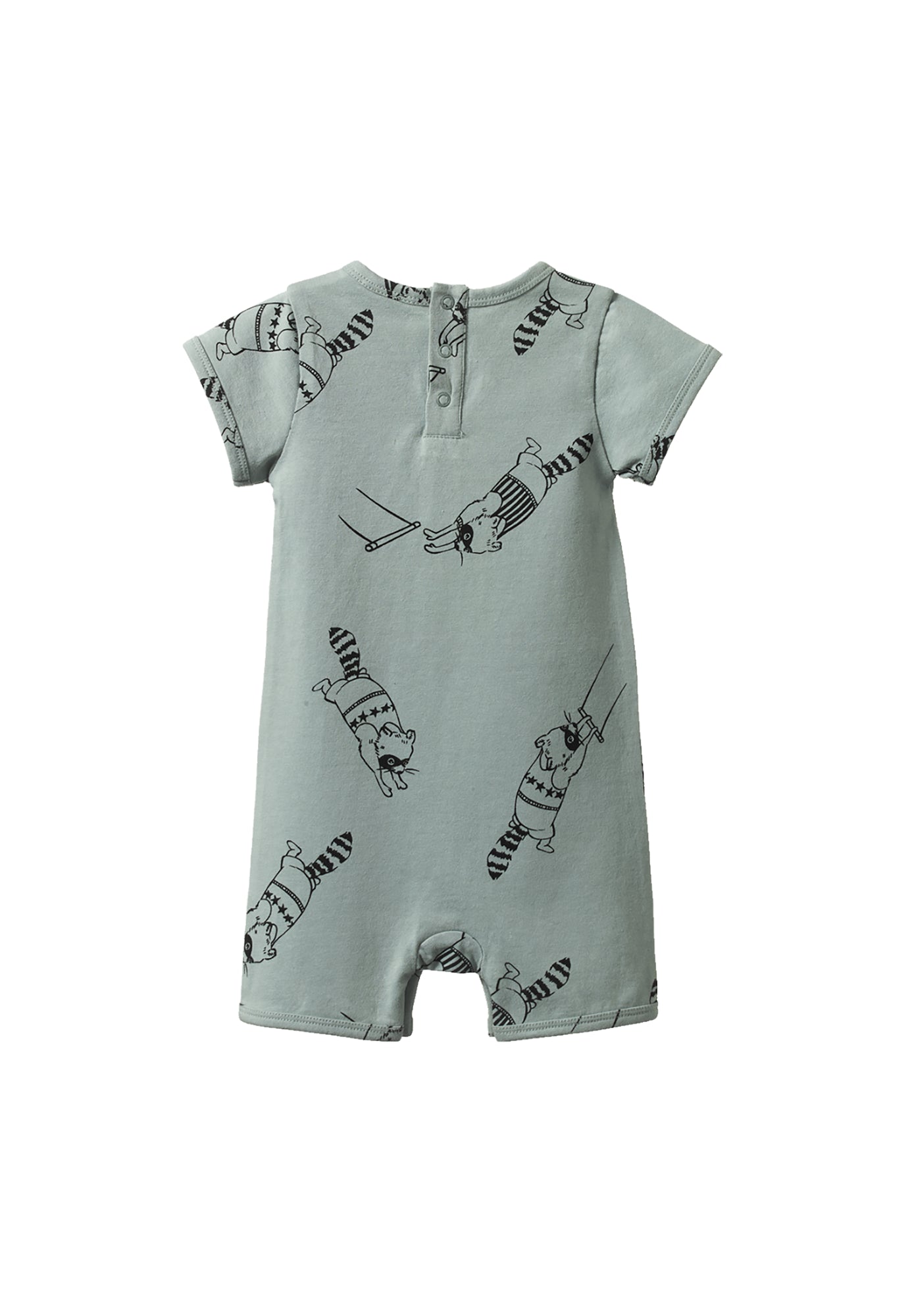 nature baby - short sleeve quincy romper - raccoon rhapsody