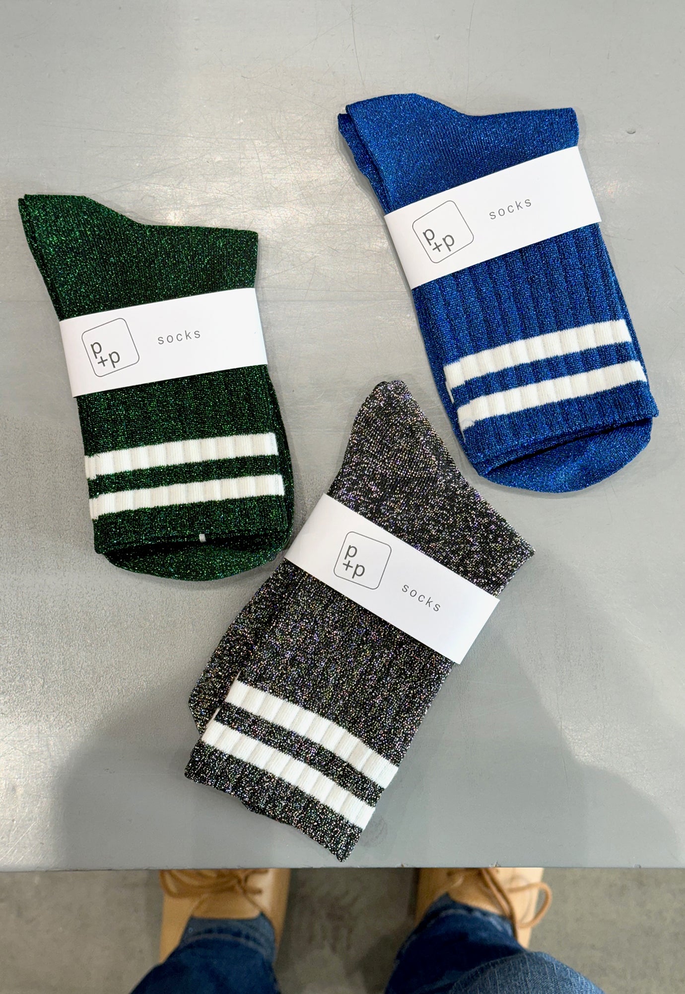 p+p - college glitter socks