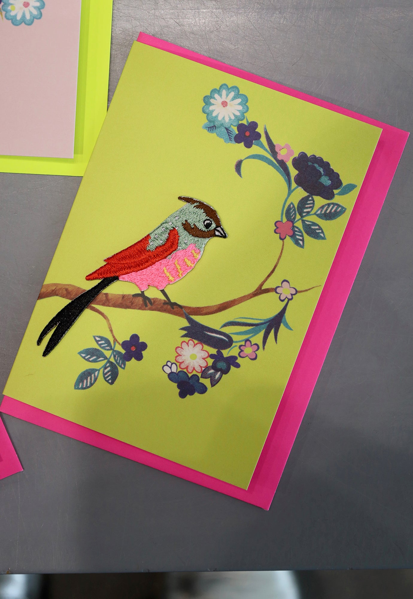 embroidered bird cards - iron on patch