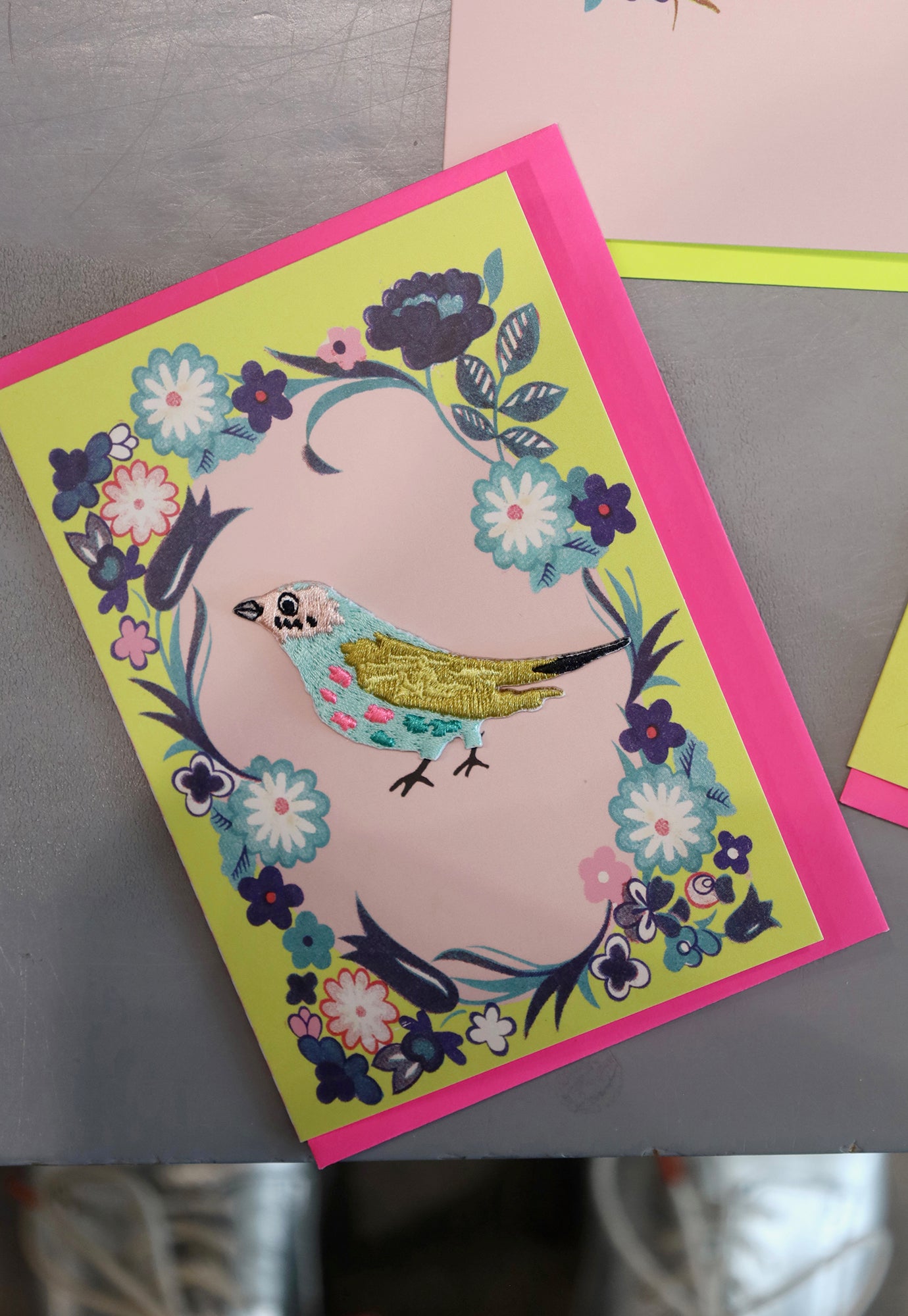 embroidered bird cards - iron on patch