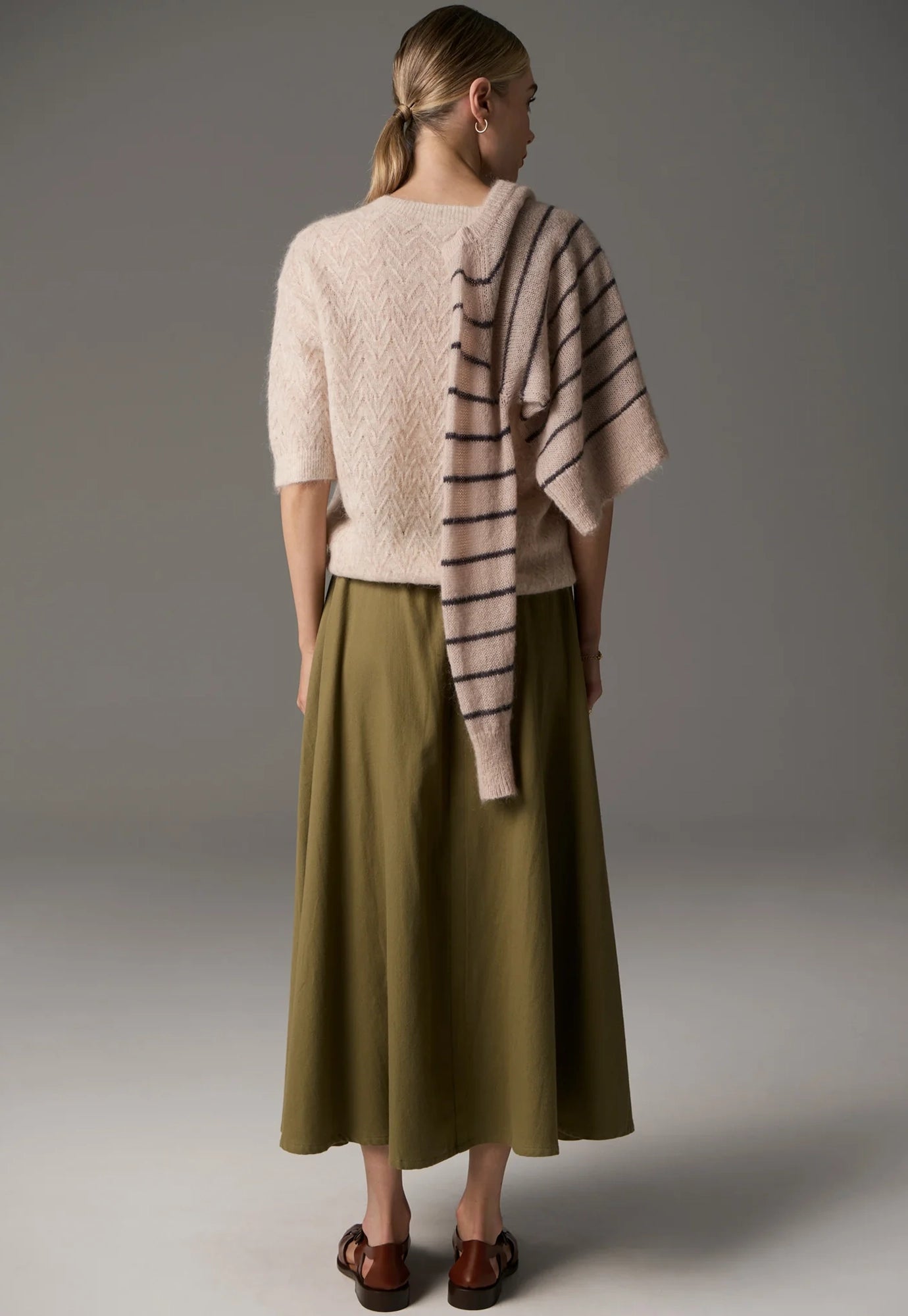 pol - astrid tee pointelle - pebble