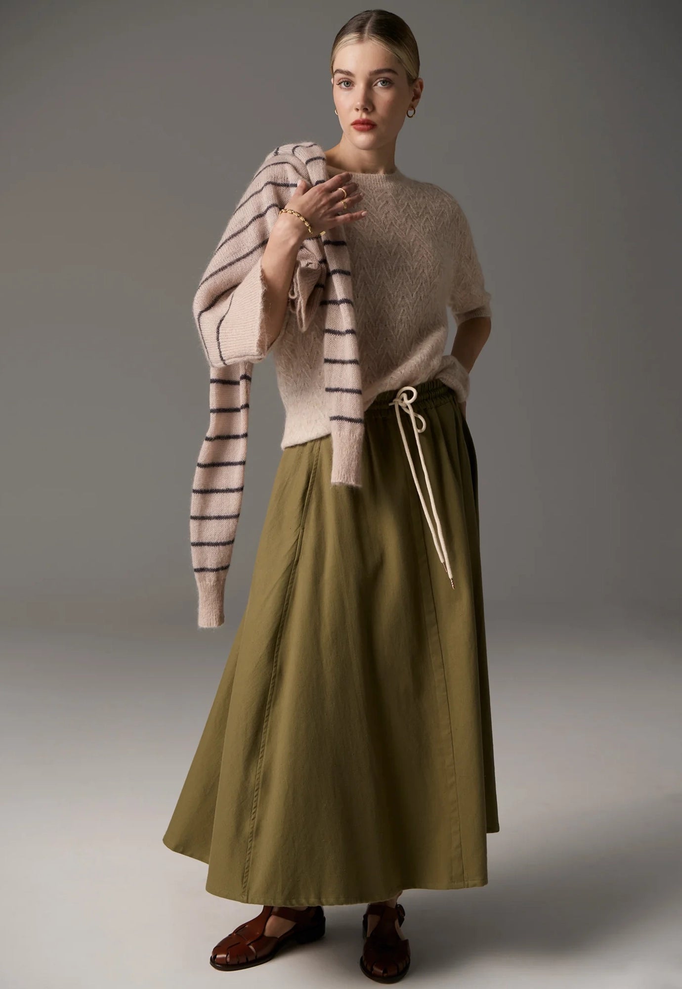 pol - astrid tee pointelle - pebble