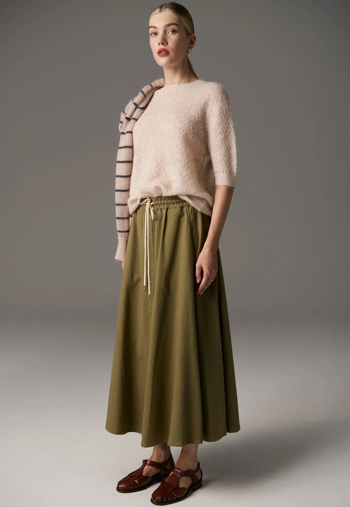pol - astrid tee pointelle - pebble