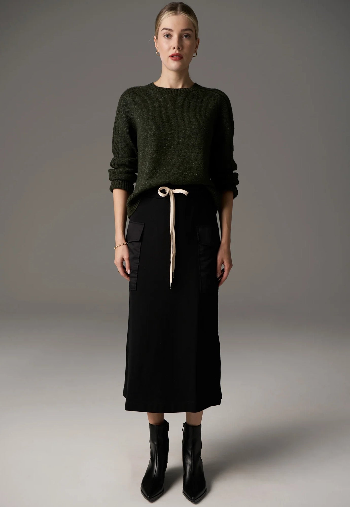 pol - bennet lurex cable knit - khaki