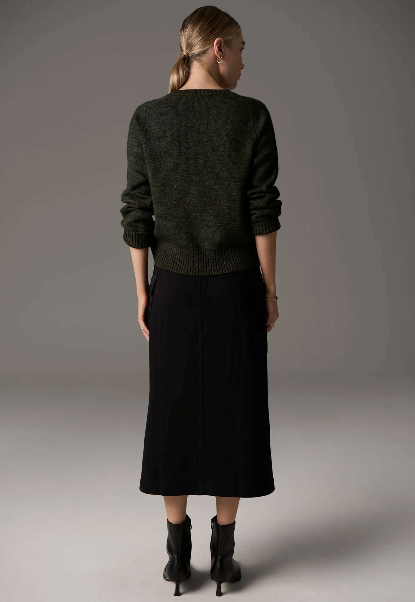 pol - bennet lurex cable knit - khaki