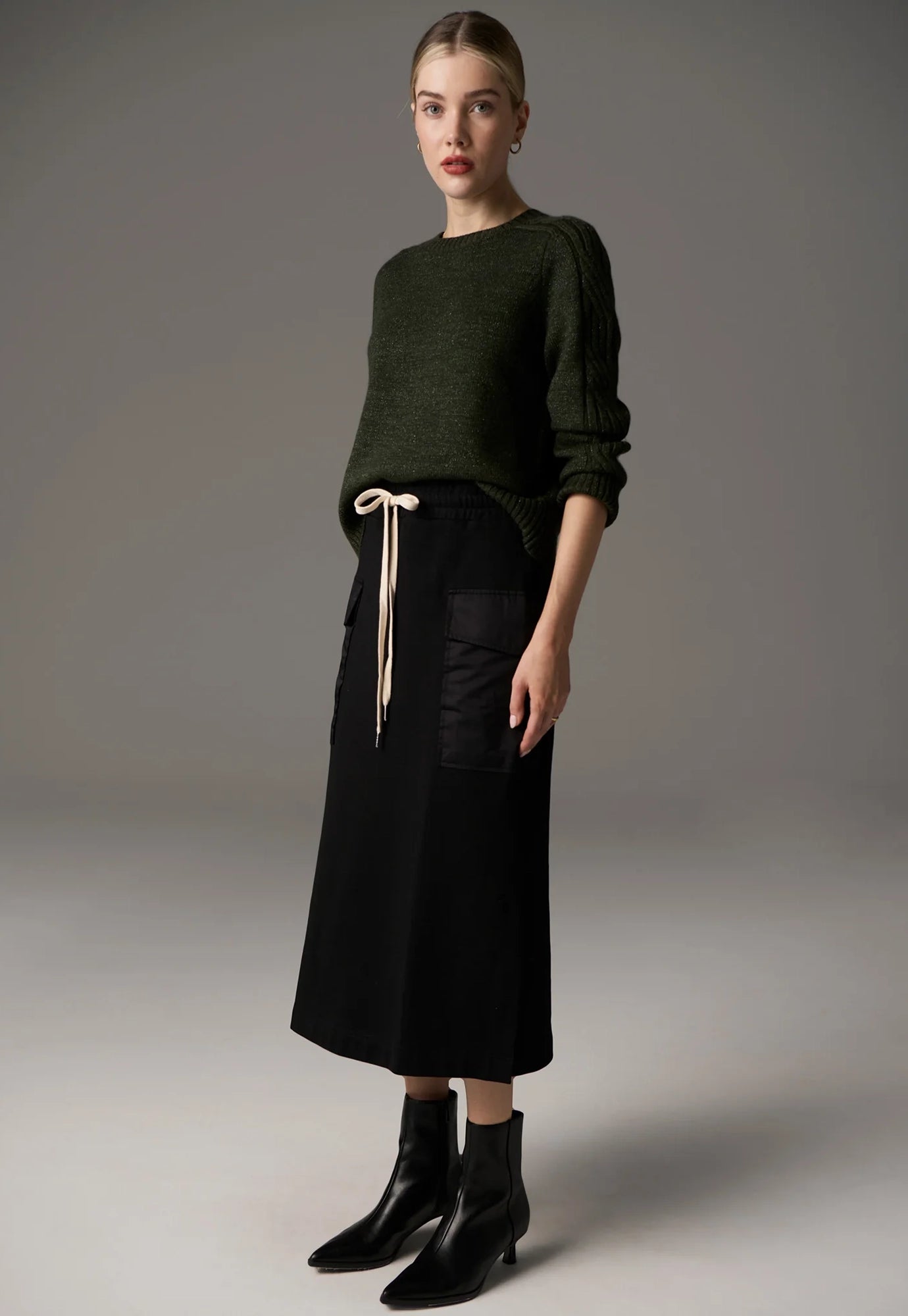 pol - bennet lurex cable knit - khaki