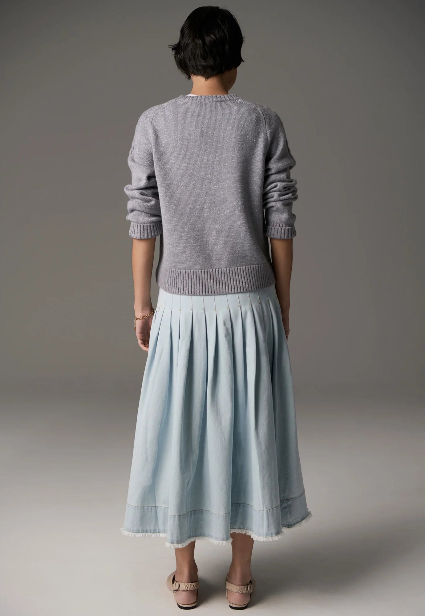 pol - bennet lurex cable knit - silver