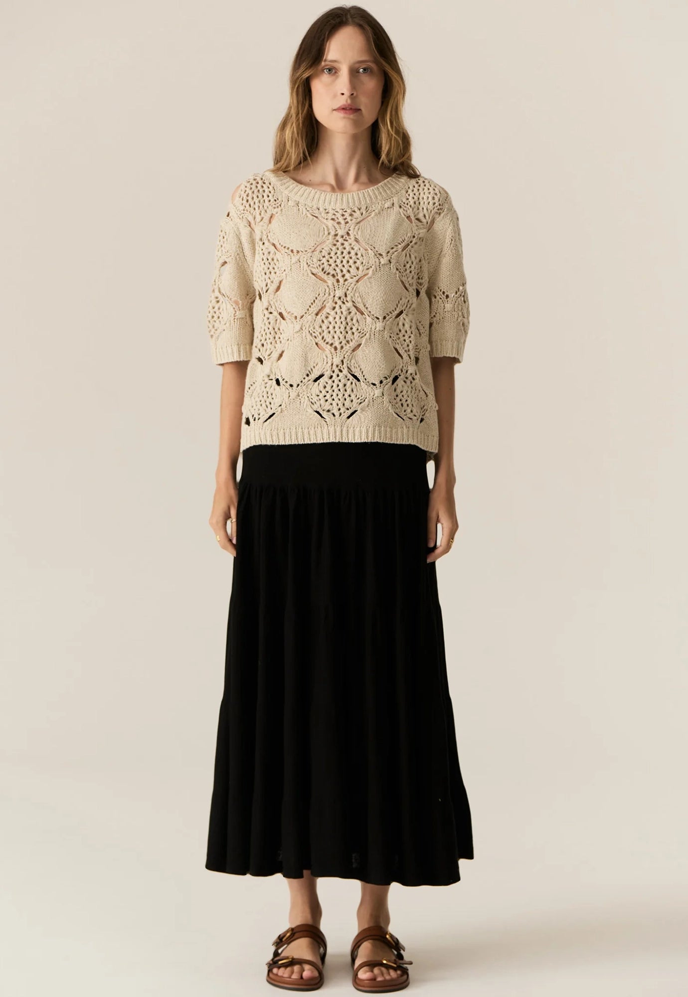 pol - caruso bobble knit - pebble