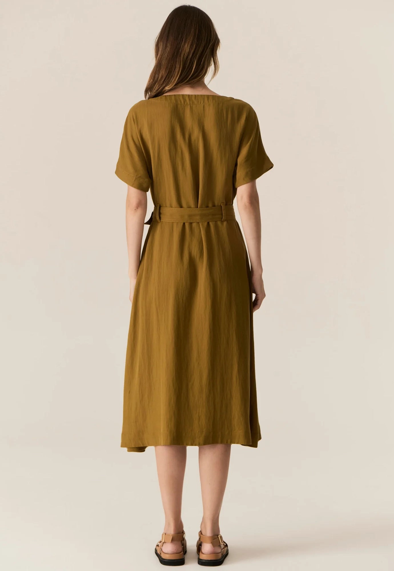 pol - faire belt dress - khaki