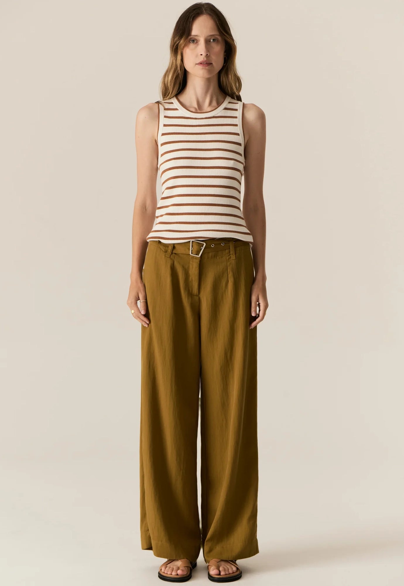 pol - faire belt pant - khaki