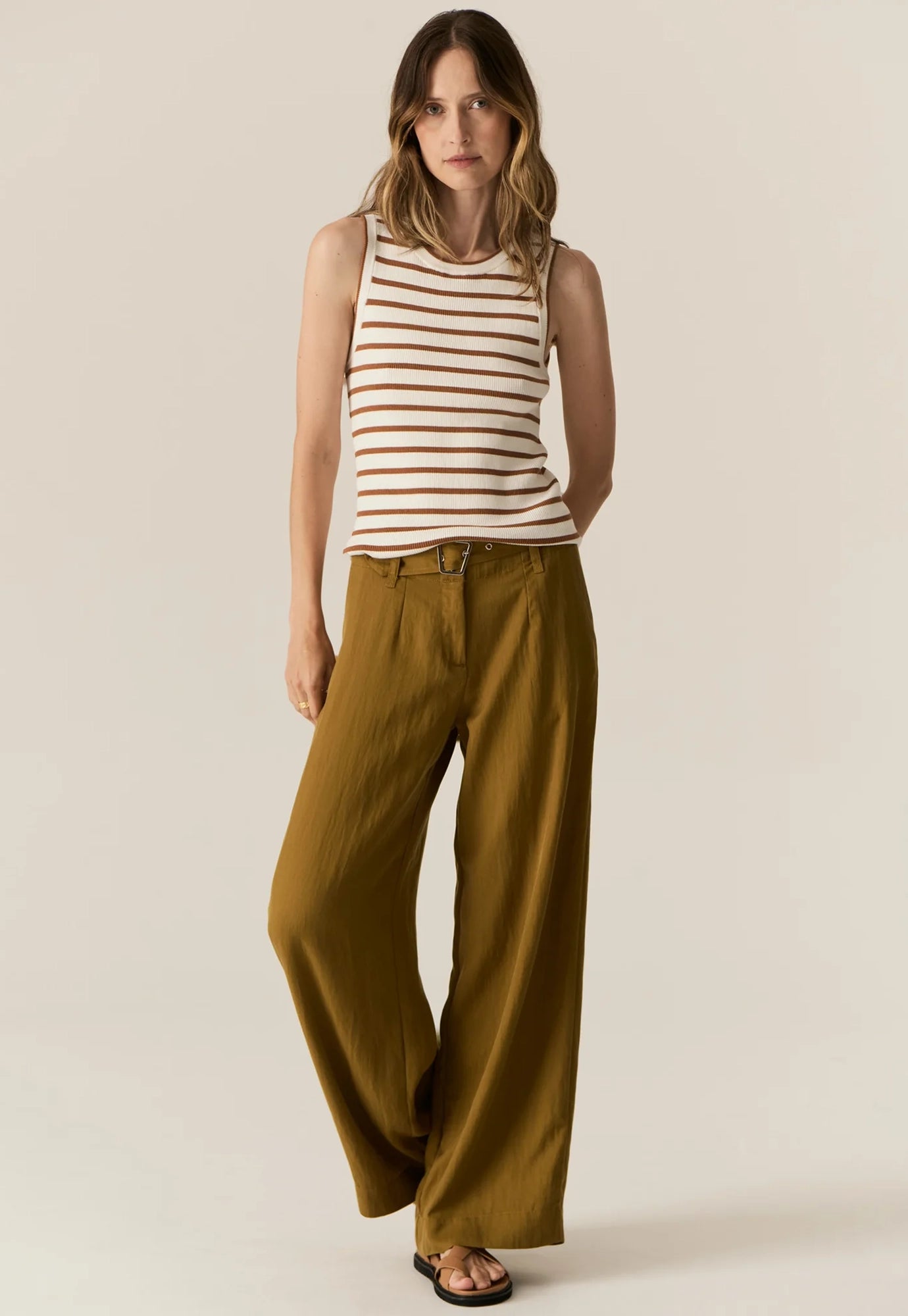 pol - faire belt pant - khaki